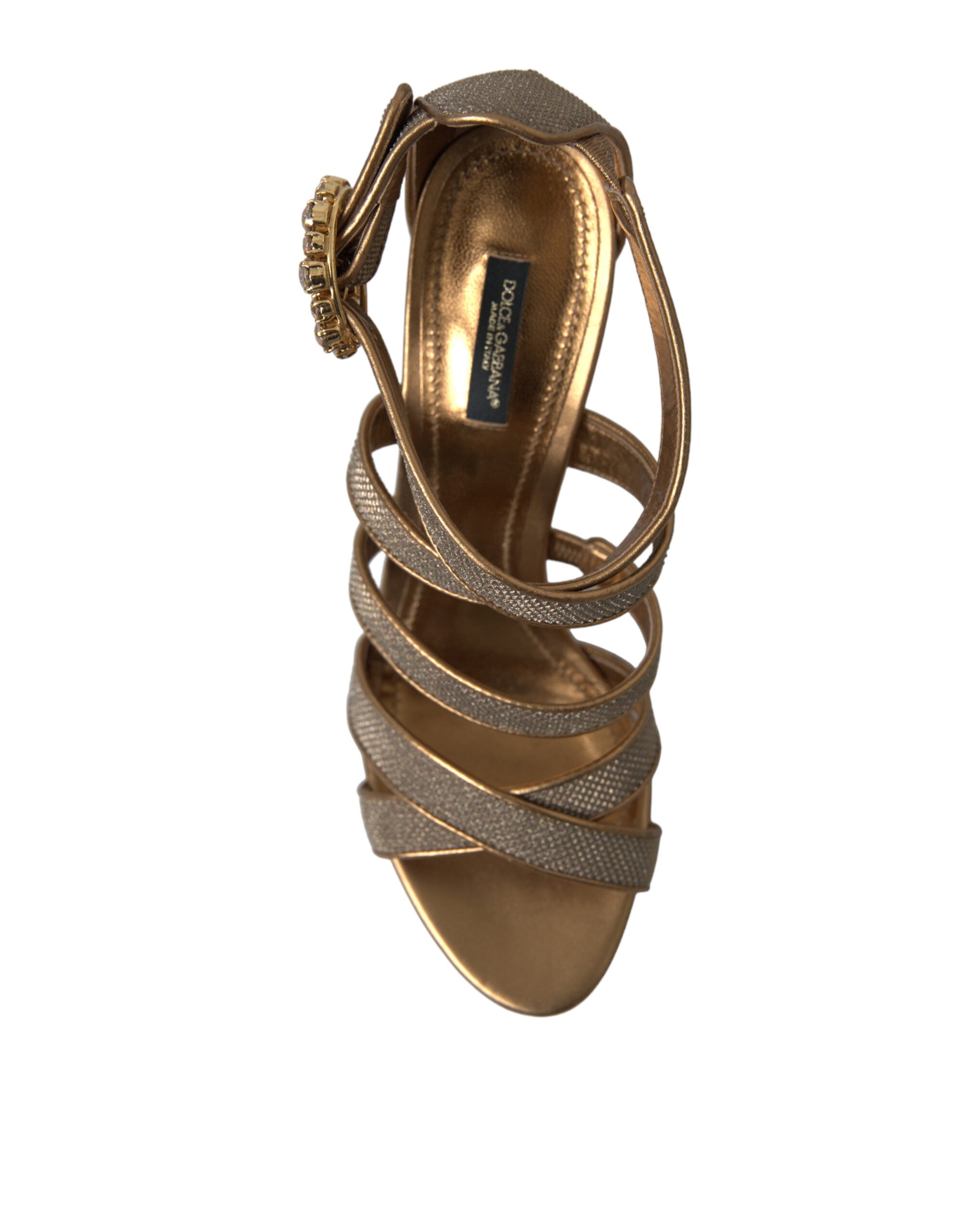 Bronze Crystal Strap Heels Sandals Shoes - ventzia
