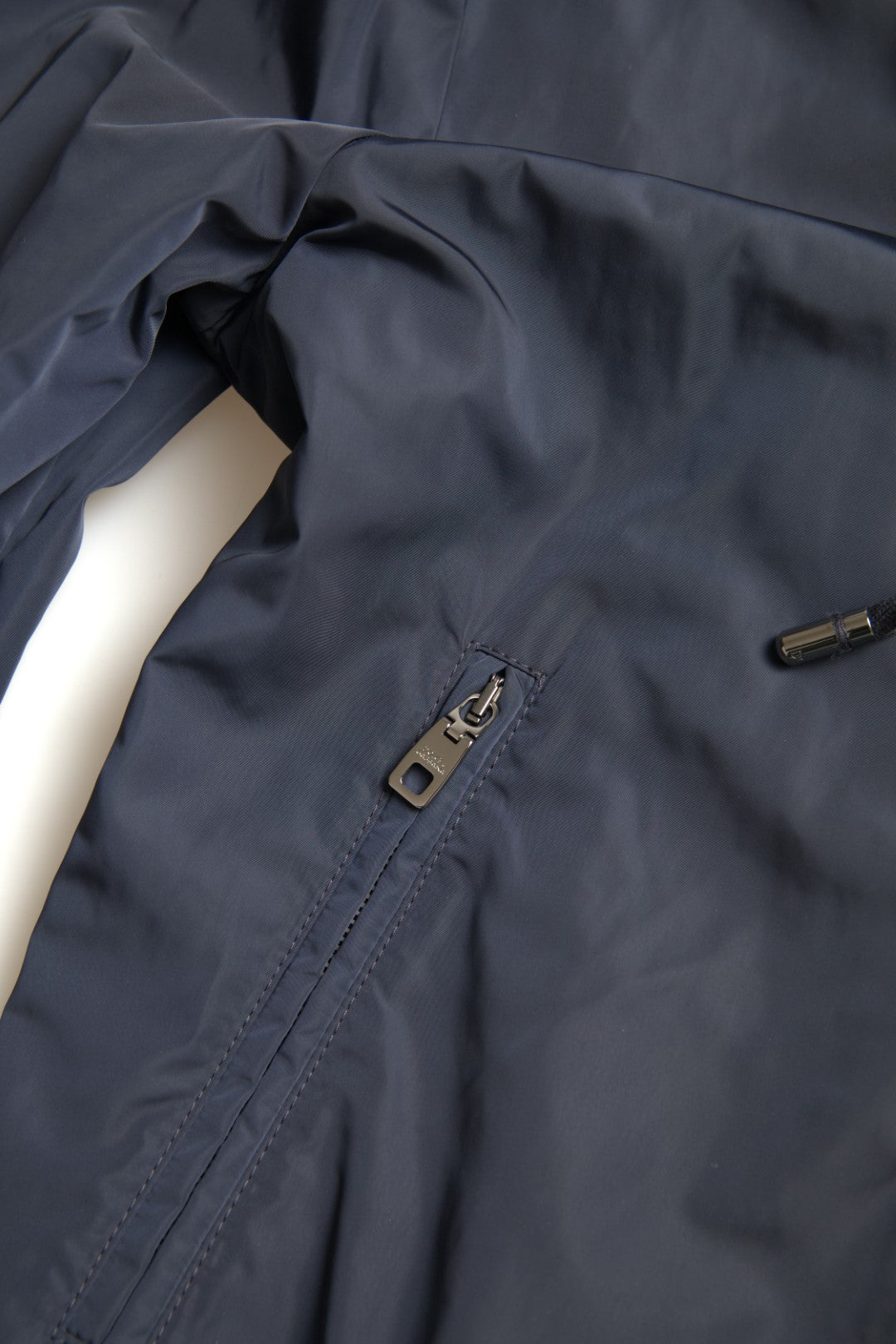 Blue Hooded Logo Polyester Full Zip Sweater - ventzia