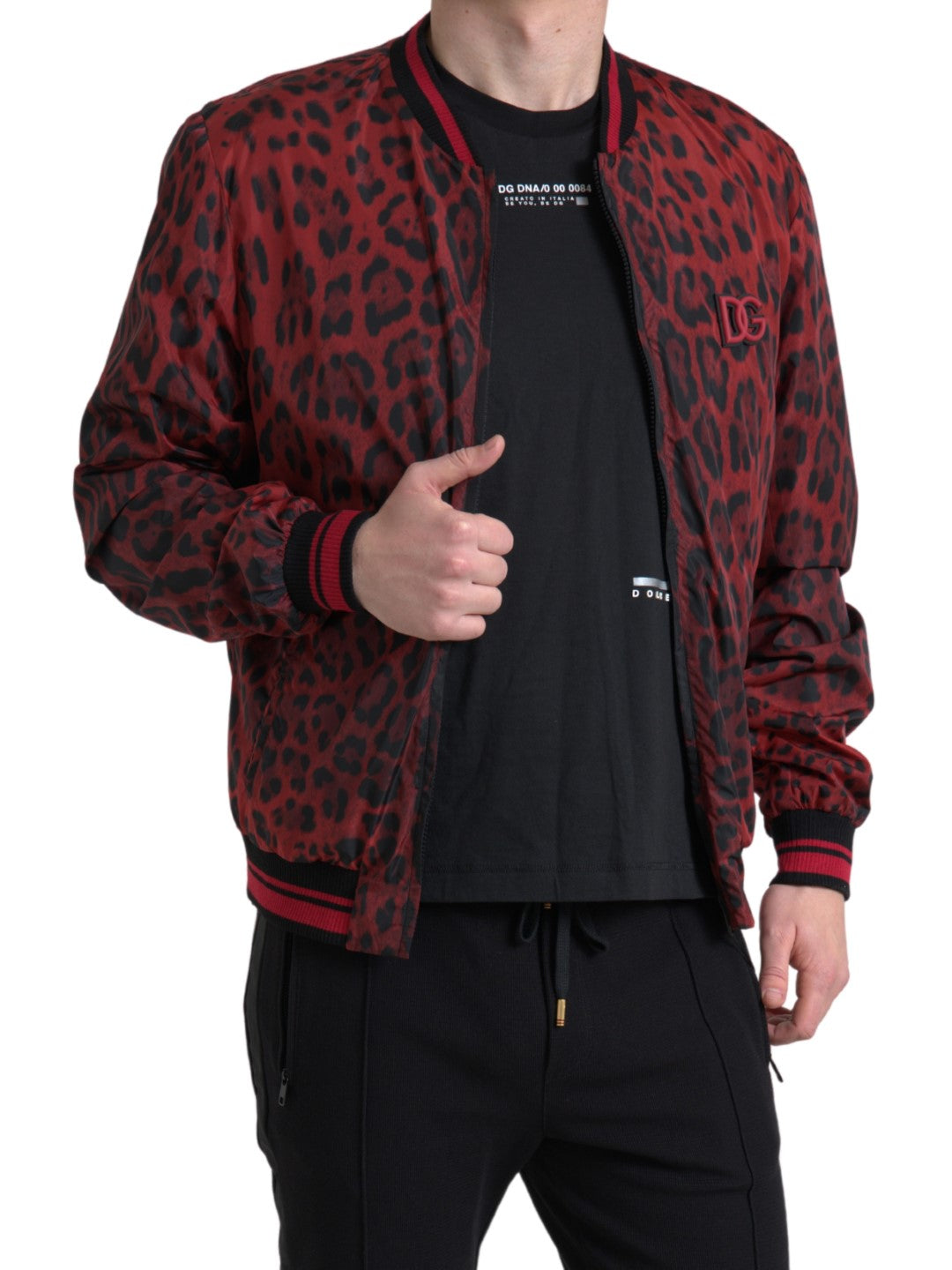 Red Leopard Bomber Short Coat Jacket - ventzia