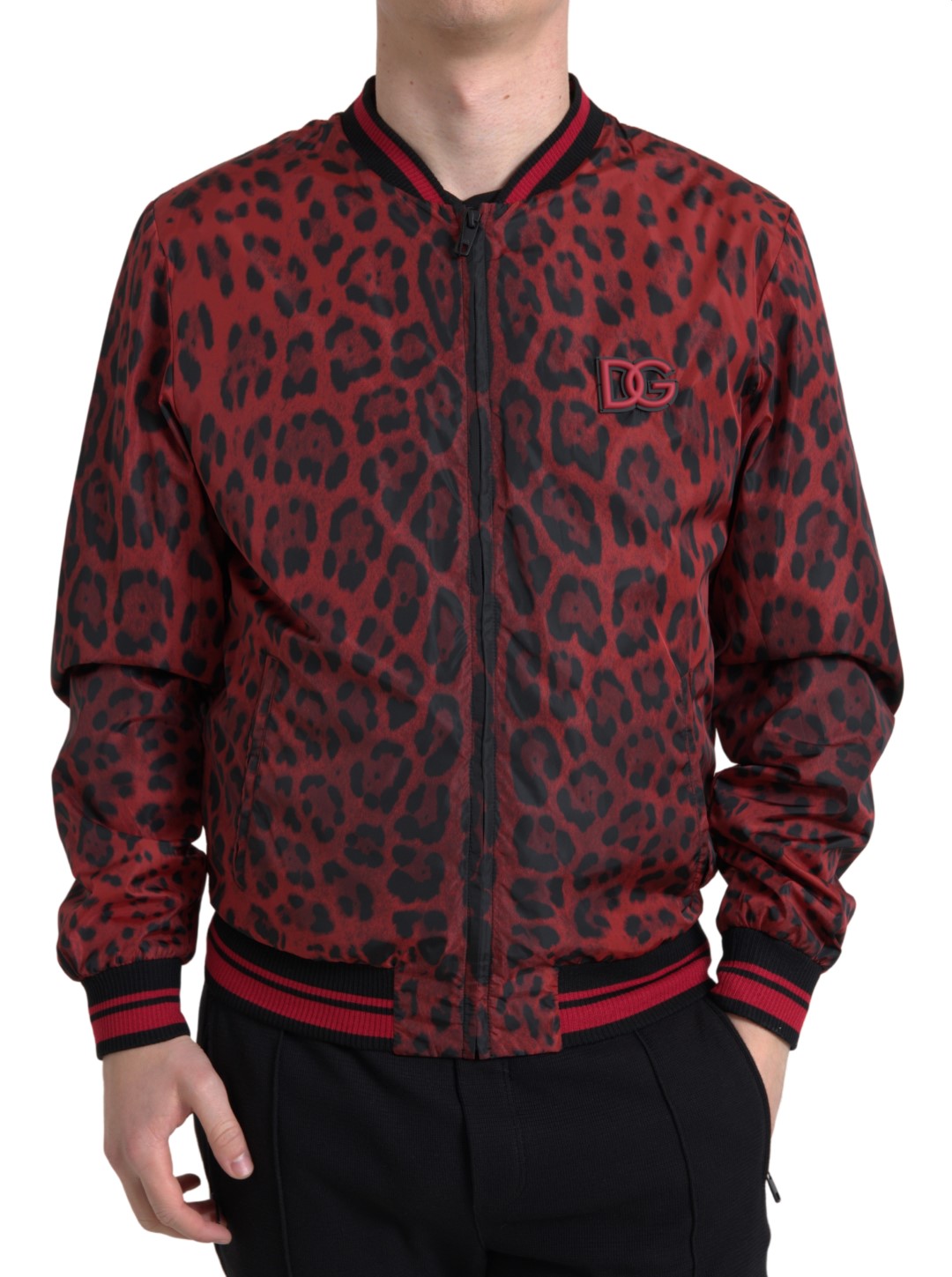 Red Leopard Bomber Short Coat Jacket - ventzia