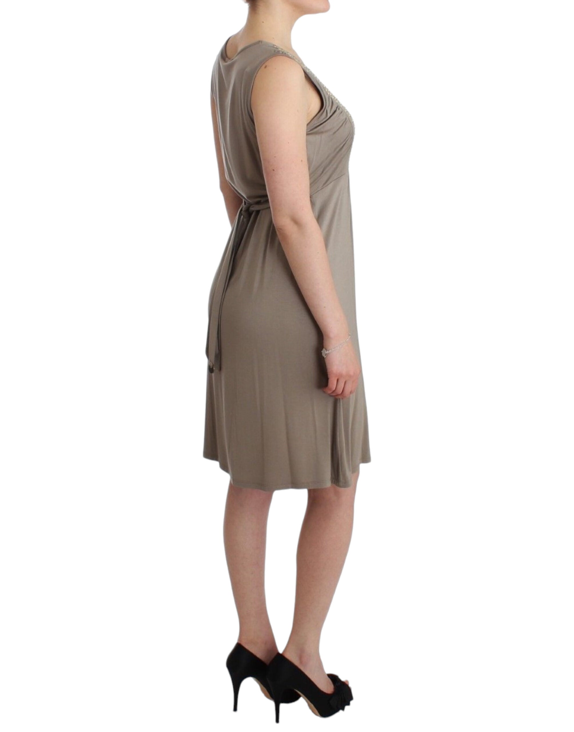 Khaki studded sheath dress - ventzia