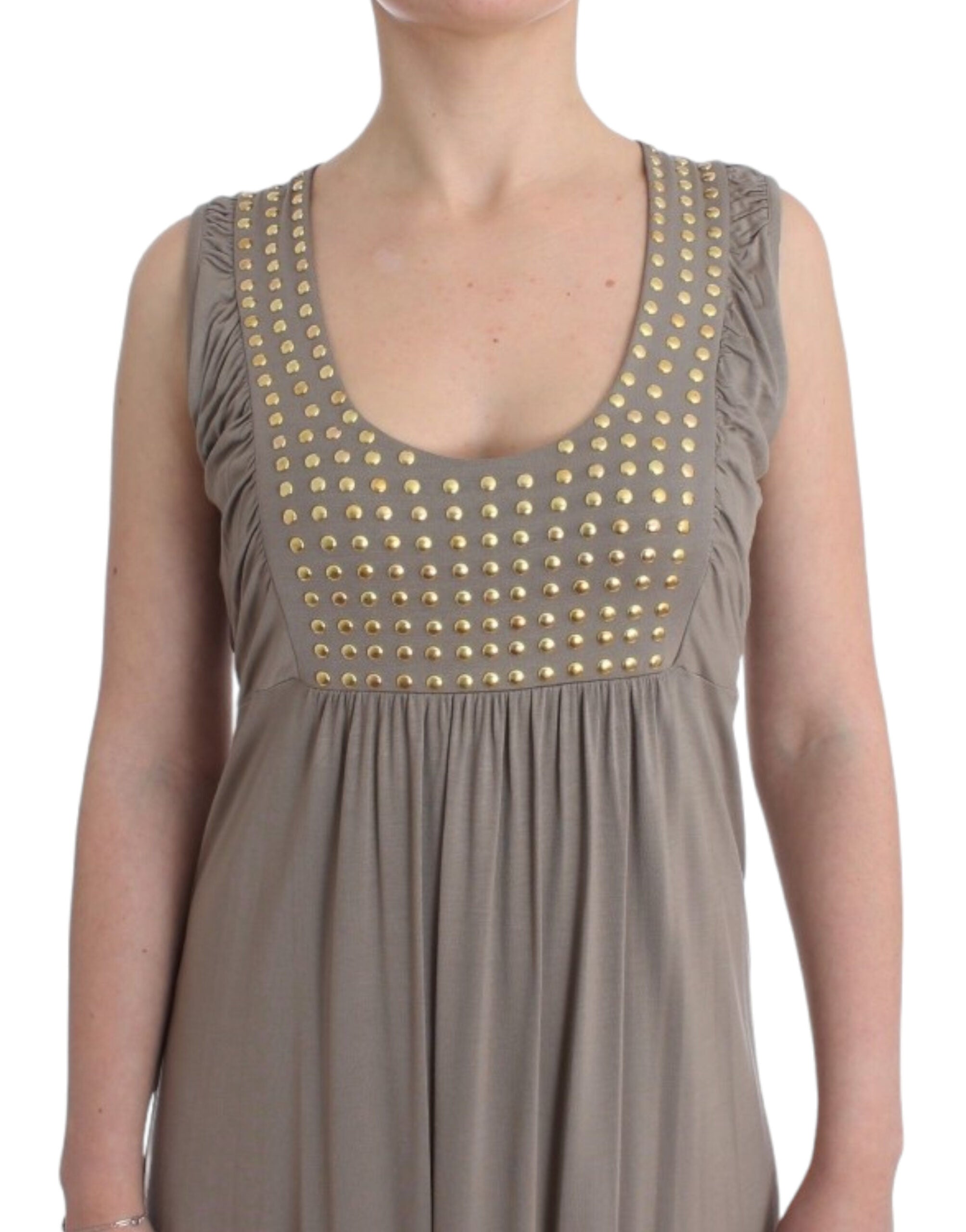 Khaki studded sheath dress - ventzia