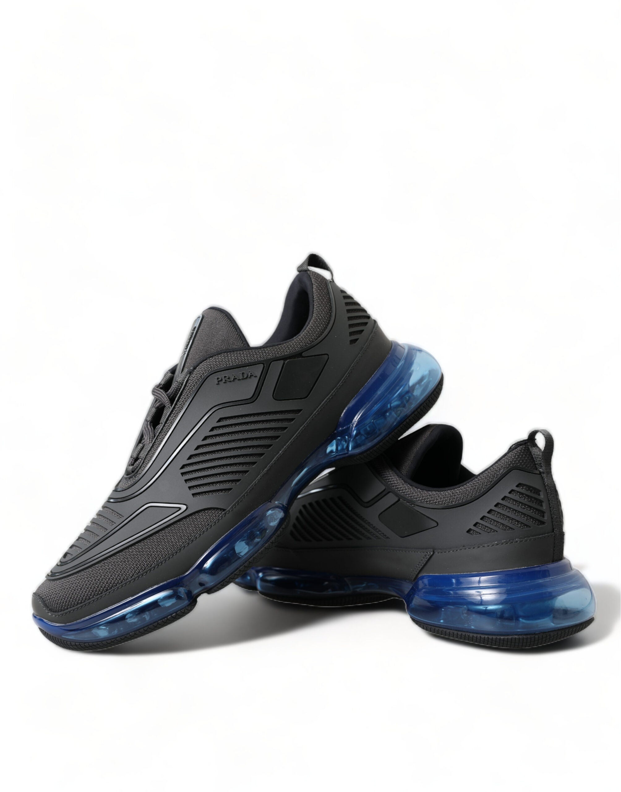 Black Blue Rubber Knit Slip On Low Top Sneakers Shoes - ventzia