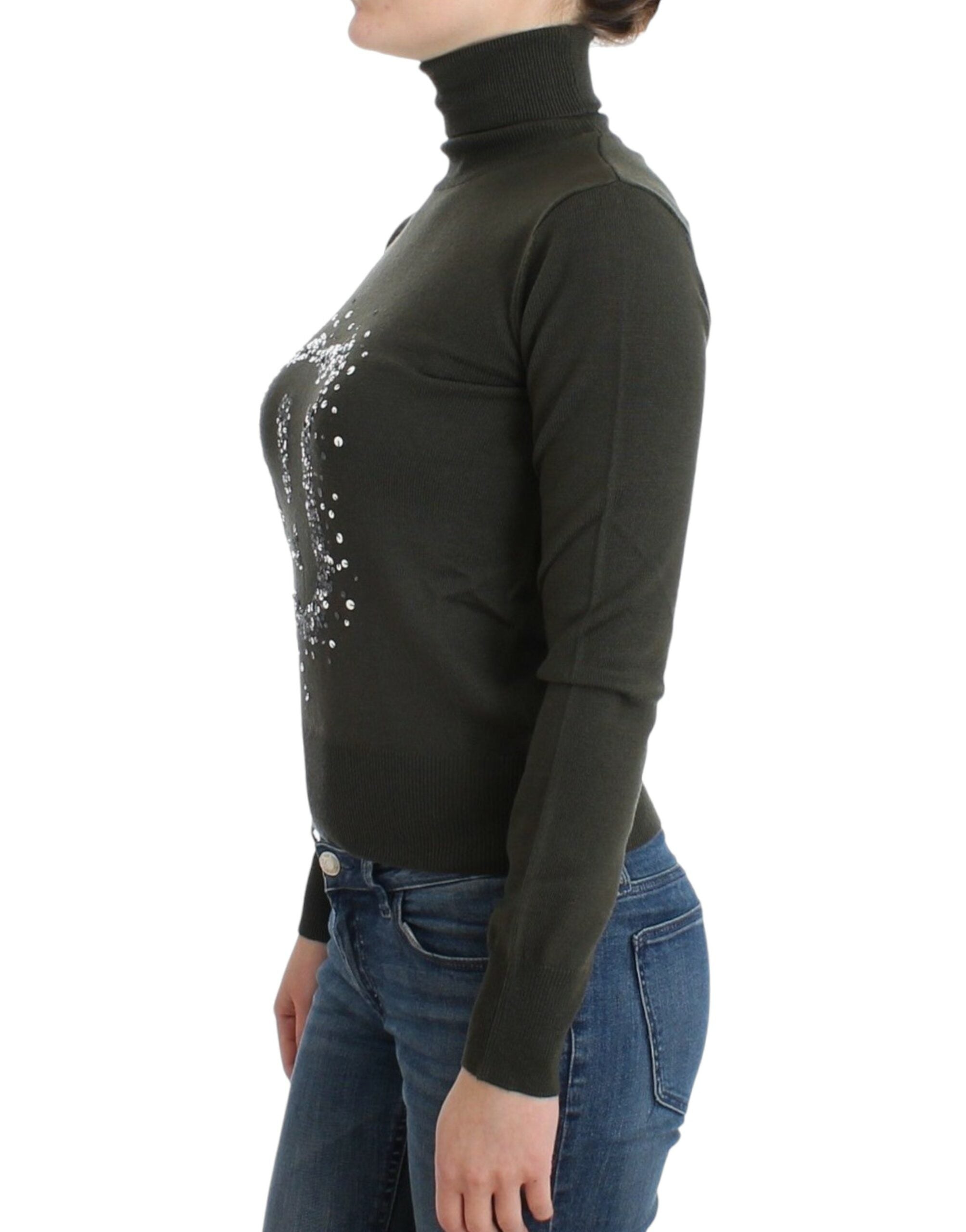Chic Green Turtleneck Virgin Wool Sweater - ventzia