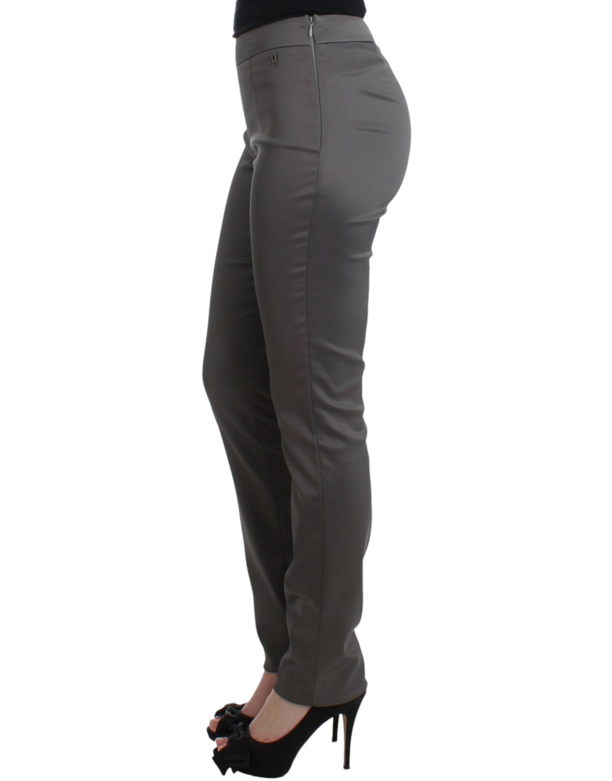 Chic Gray Slim-Fit Designer Pants - ventzia