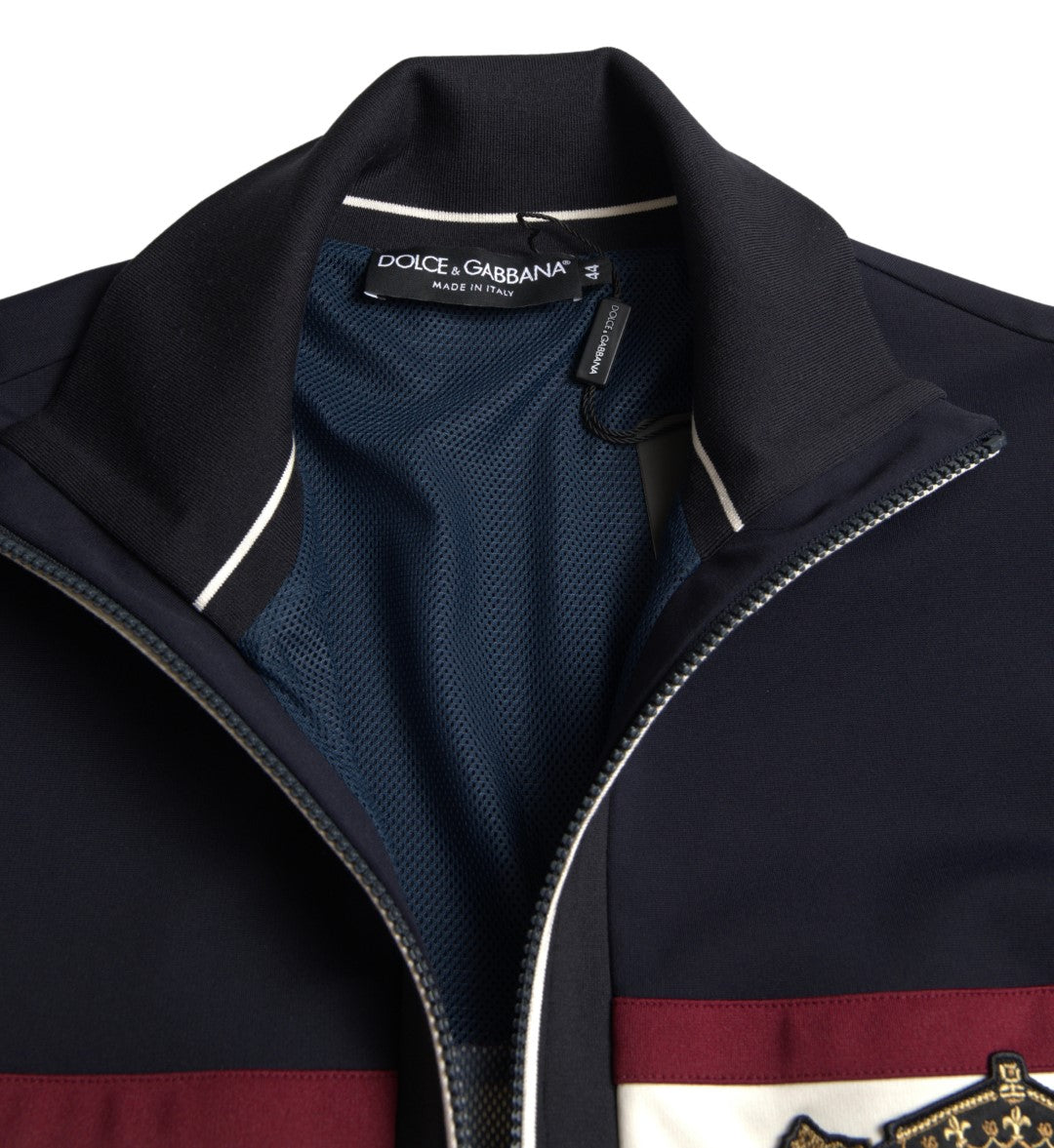Blue Cardigan Heraldic Full Zip Sweater - ventzia