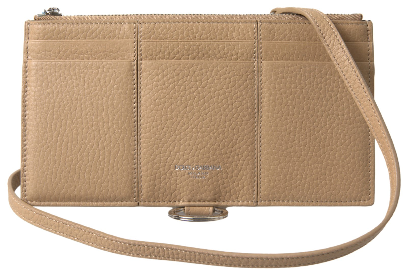 Beige Leather Shoulder Cardholder Shoulder Strap Wallet - ventzia