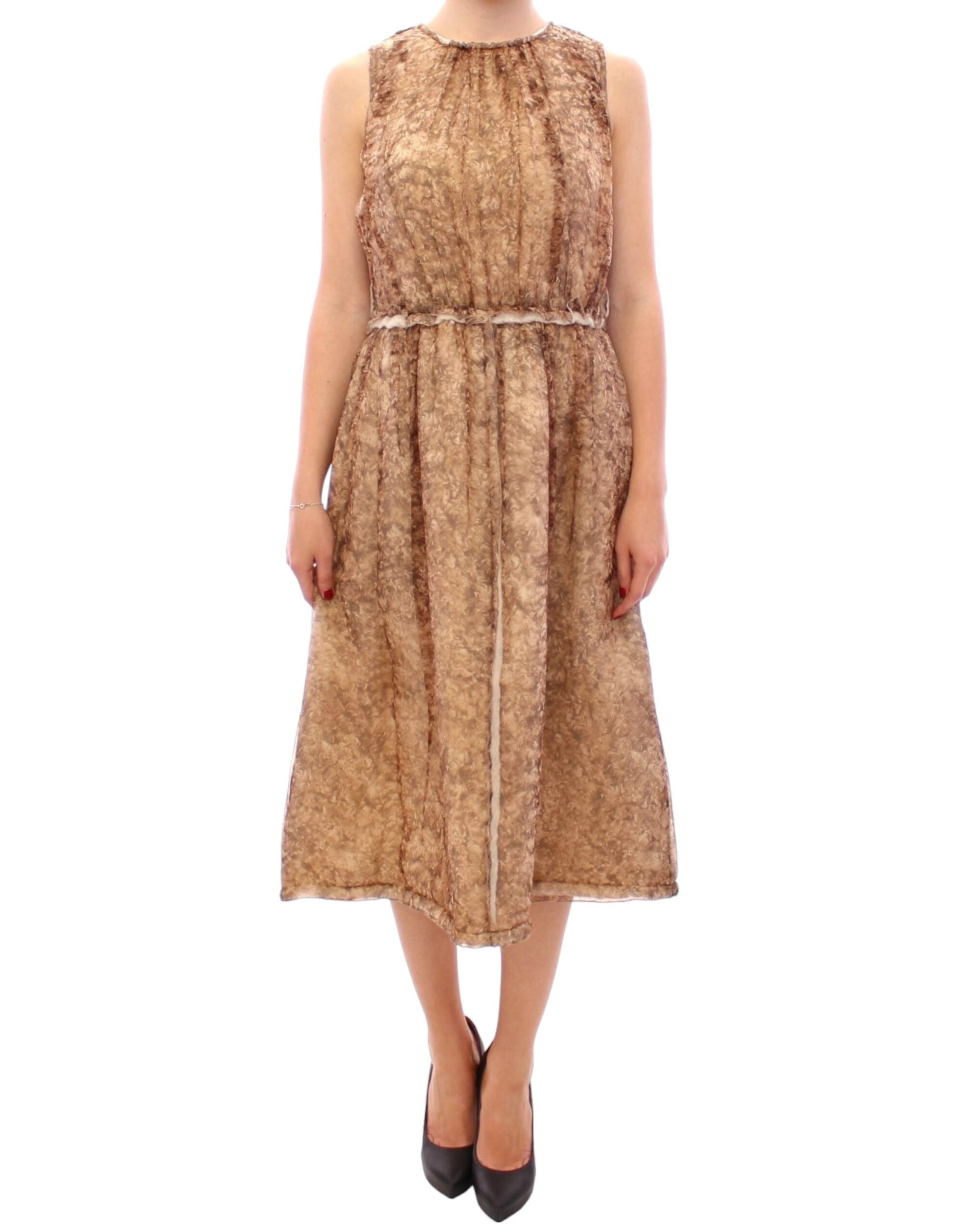 Elegant Silk Sleeveless Knee-Length Dress - ventzia