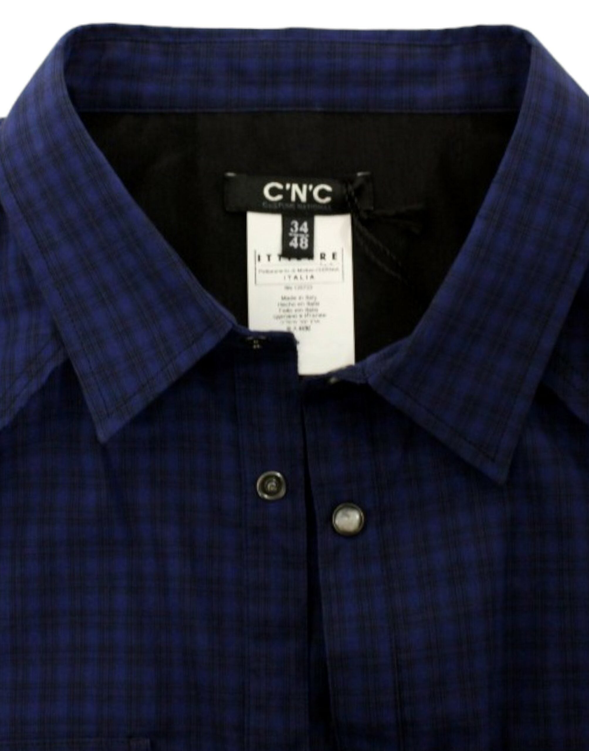 Chic Blue Checkered Casual Cotton Shirt - ventzia