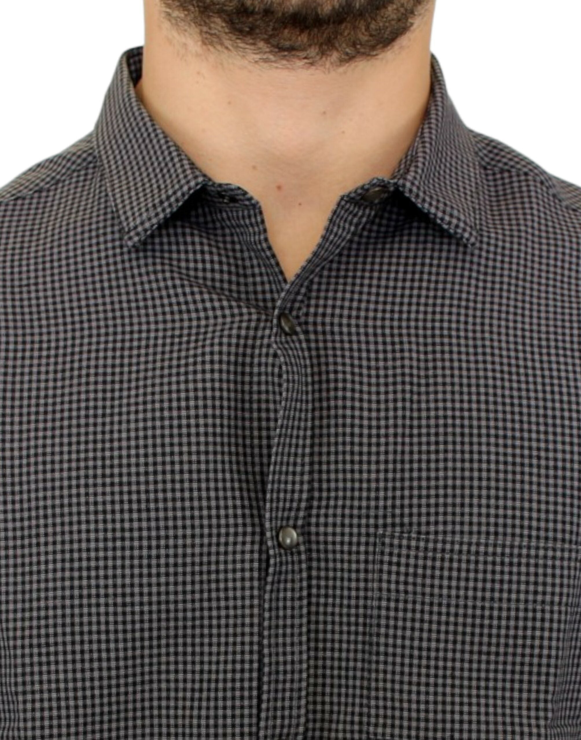 Chic Gray Checked Casual Linen Blend Shirt - ventzia