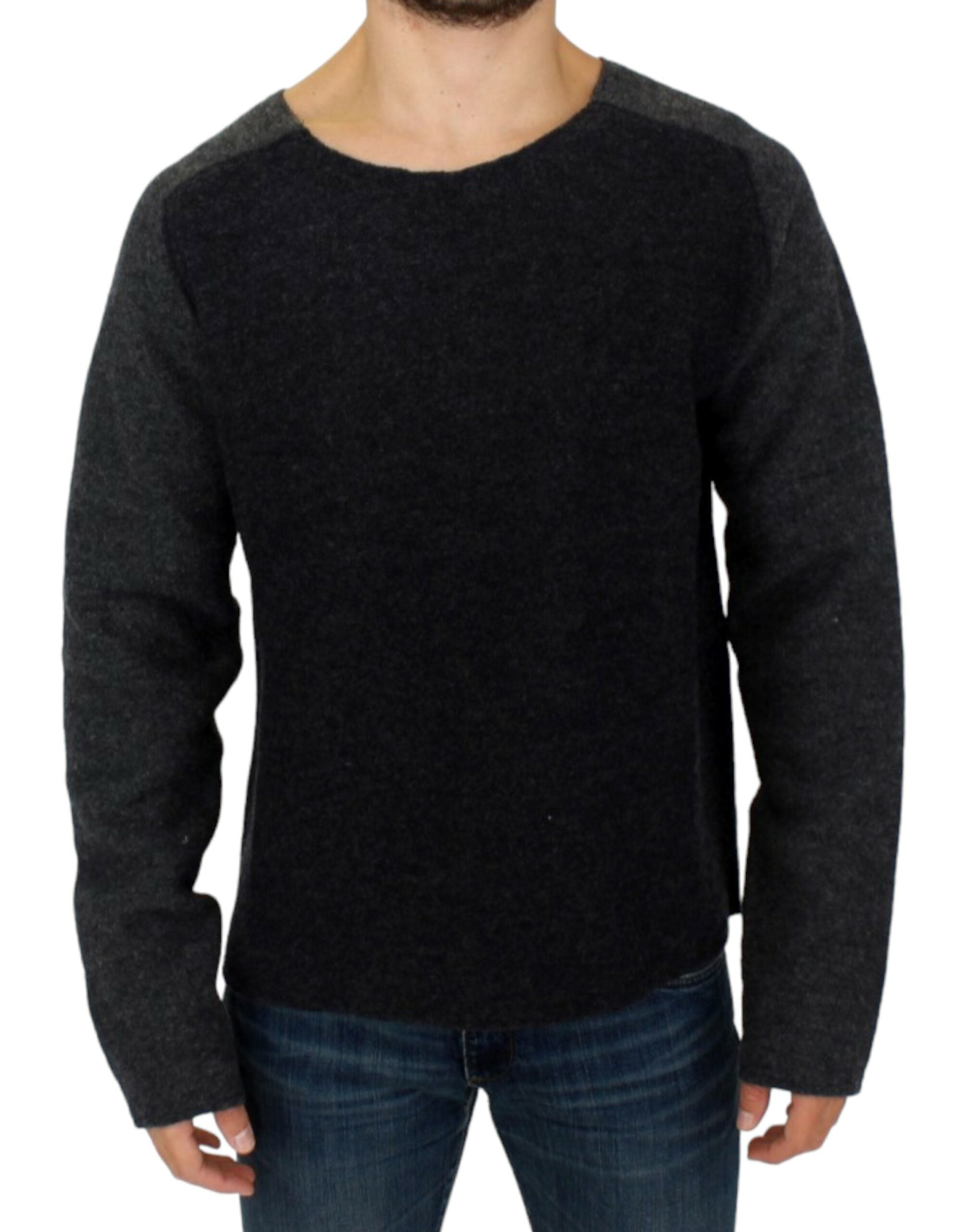 Chic Gray Wool Crewneck Sweater - ventzia
