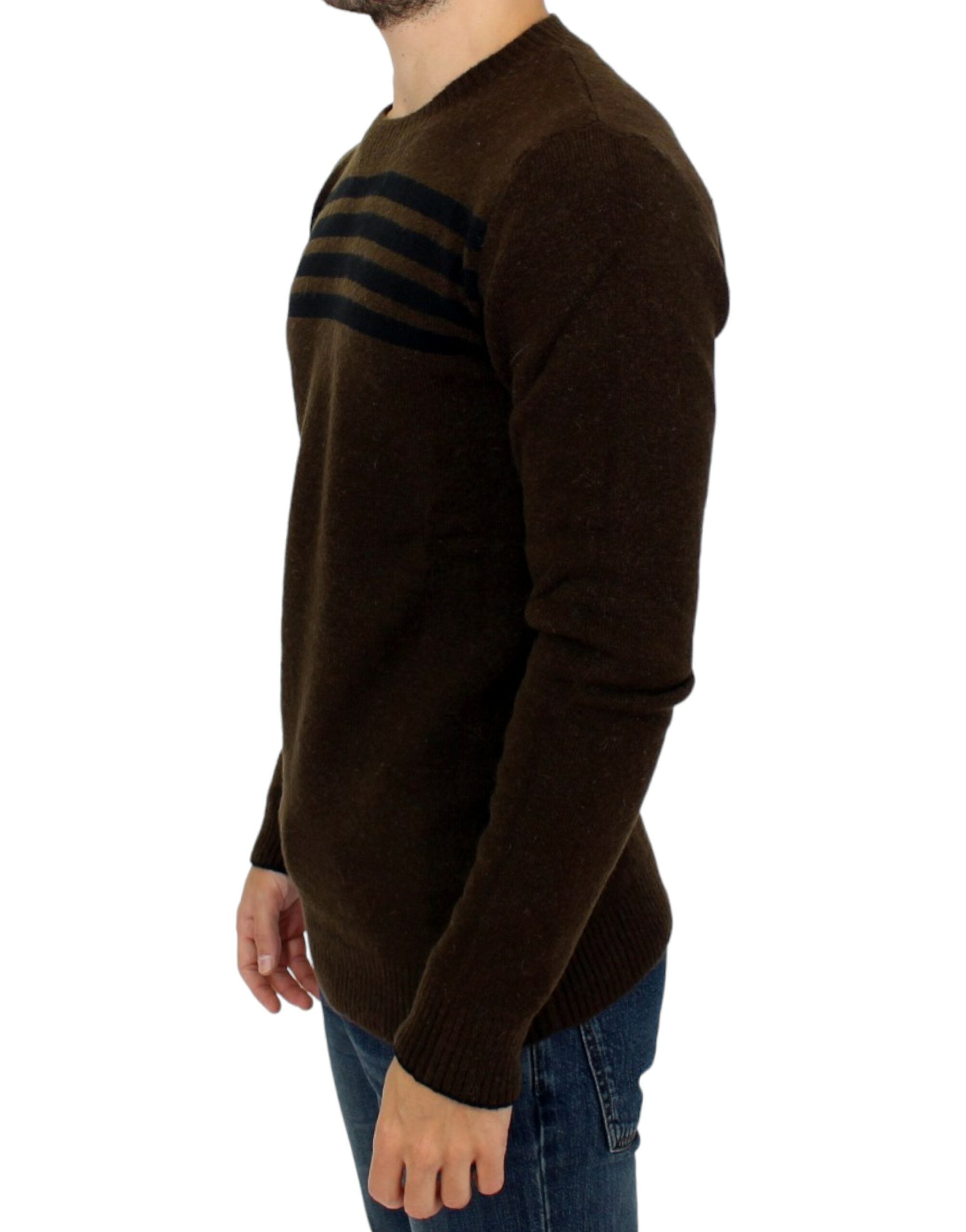 Elegant Crewneck Striped Sweater Pullover - ventzia