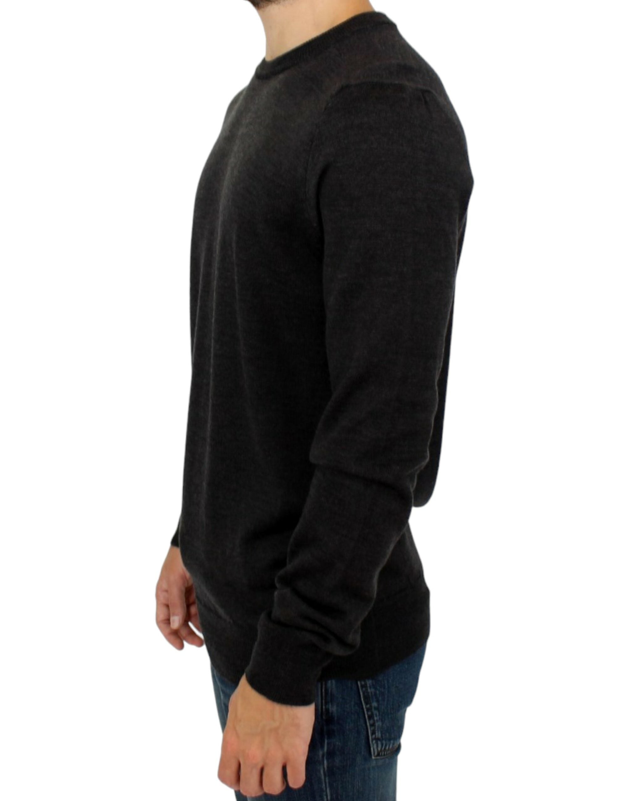 Elegant Gray Crewneck Sweater Pullover - ventzia