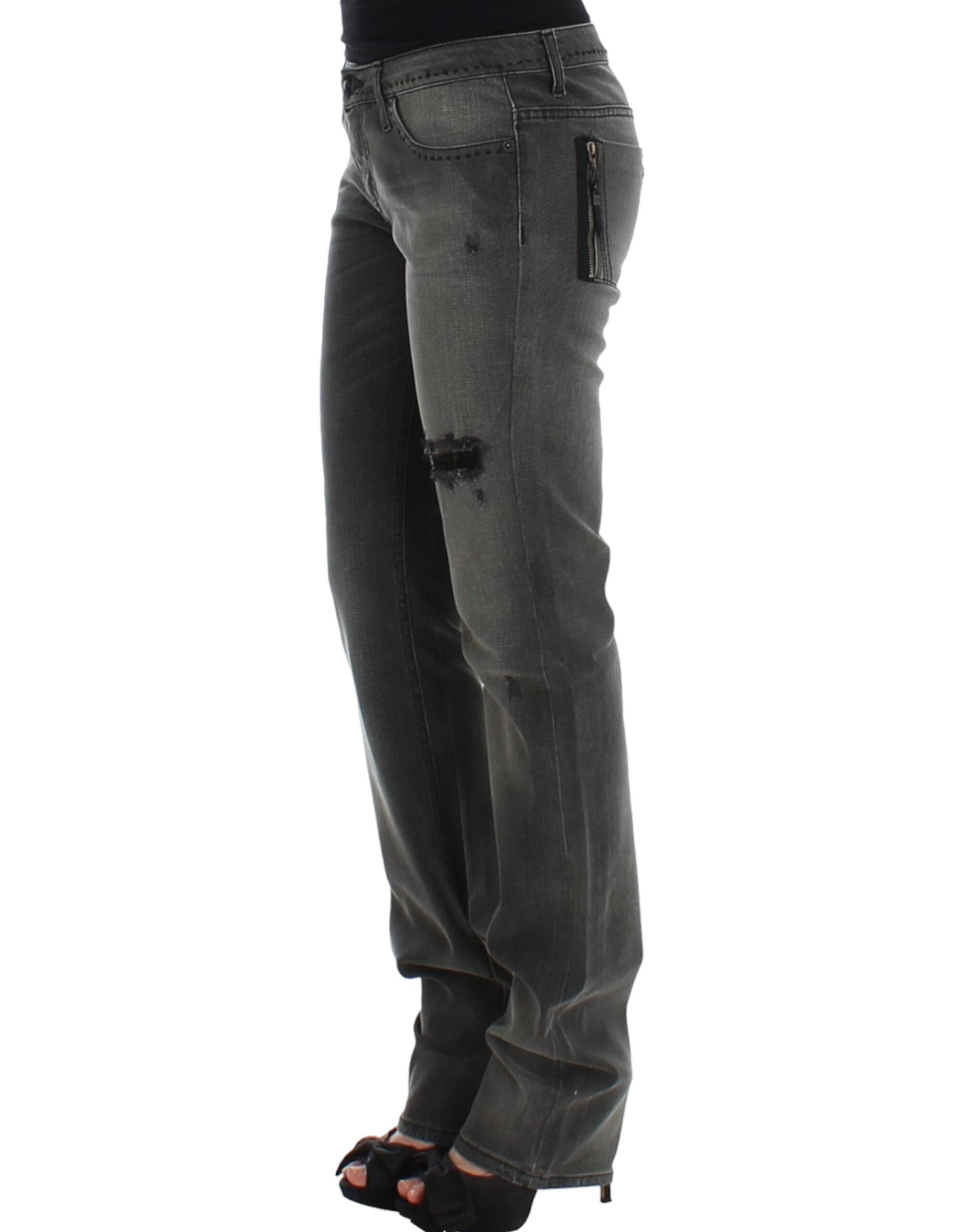 Chic Gray Straight Leg Denim Delight - ventzia