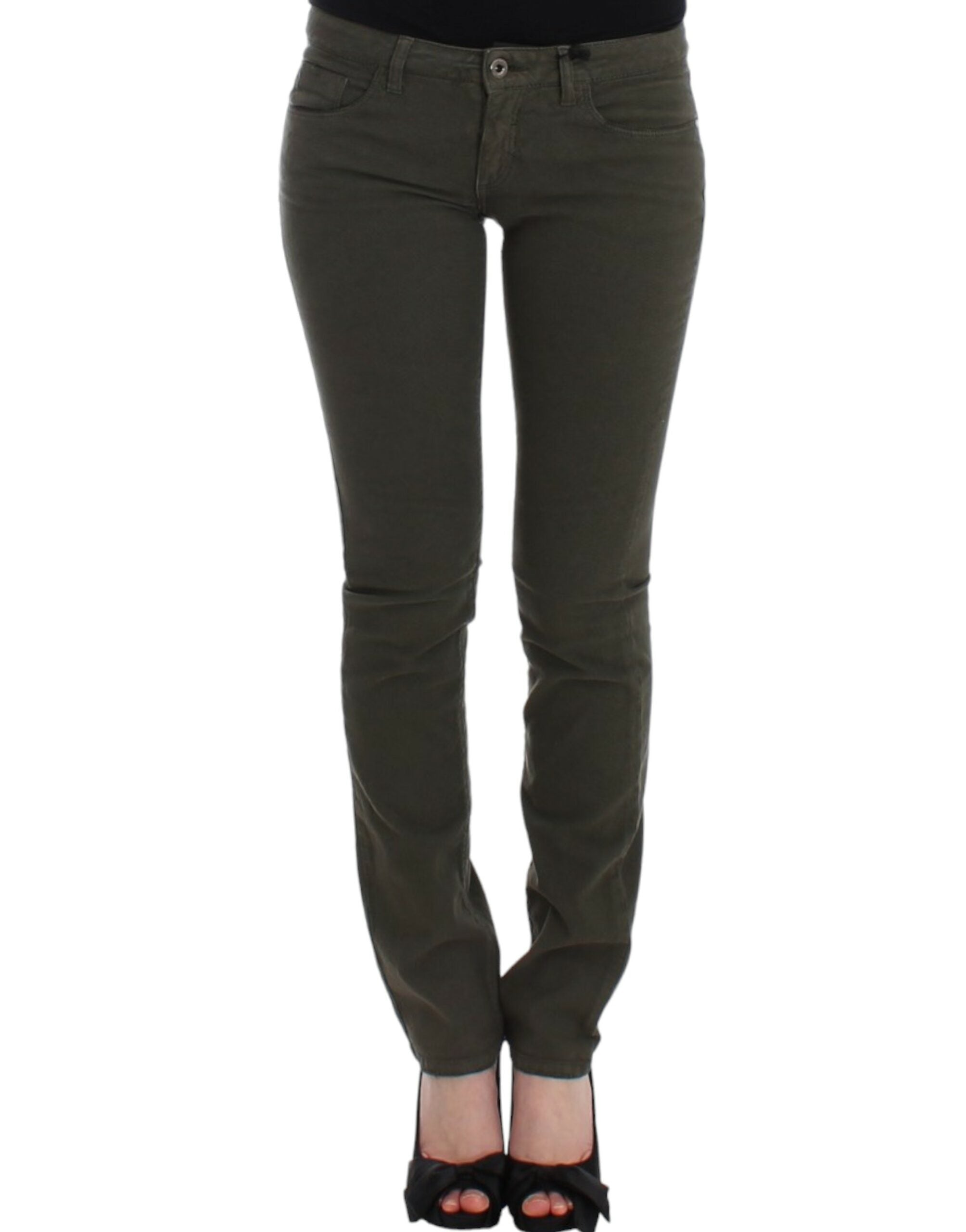 Chic Green Slim Leg Designer Jeans - ventzia