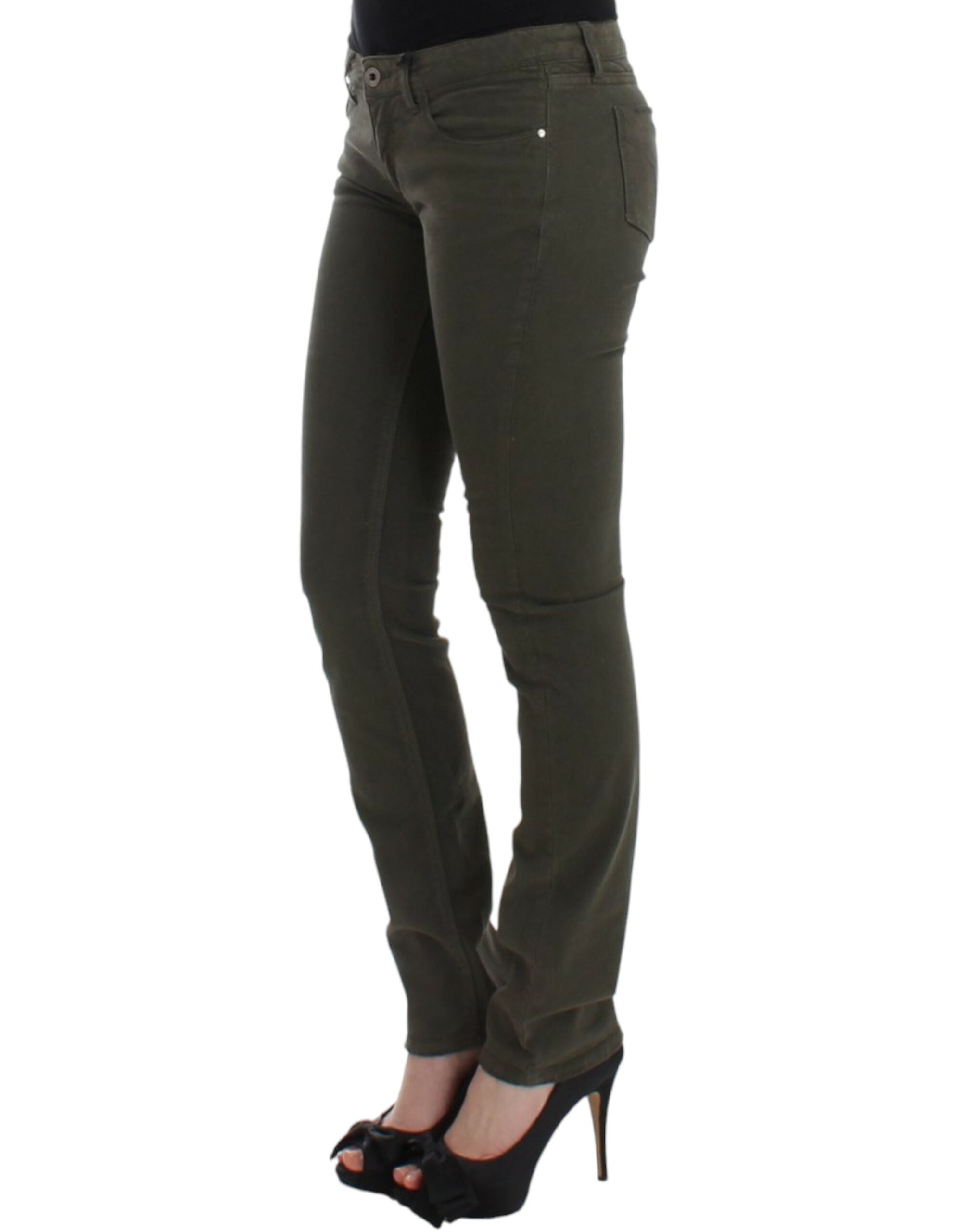 Chic Green Slim Leg Designer Jeans - ventzia