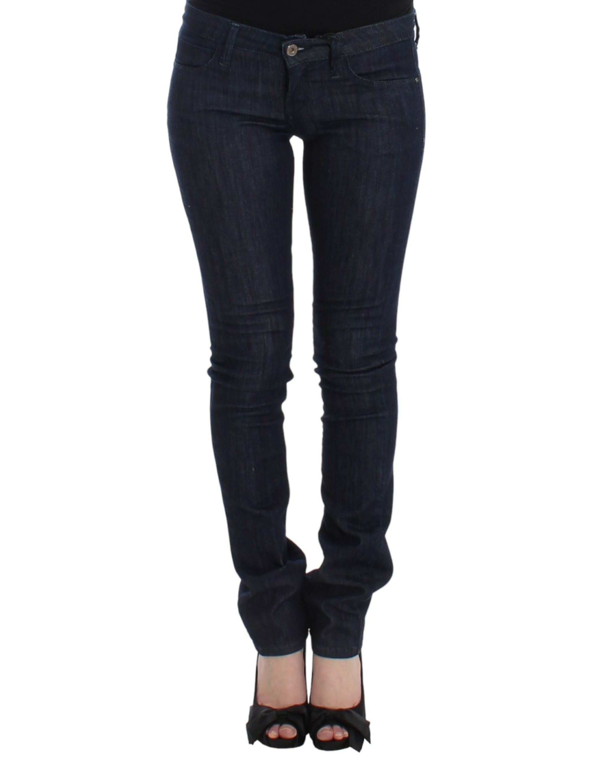 Chic Dark Blue Skinny Leg Jeans - ventzia
