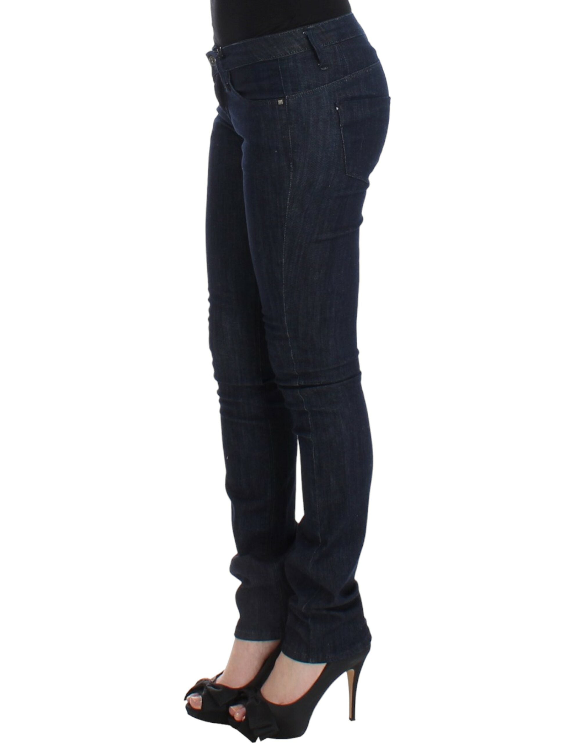 Chic Dark Blue Skinny Leg Jeans - ventzia