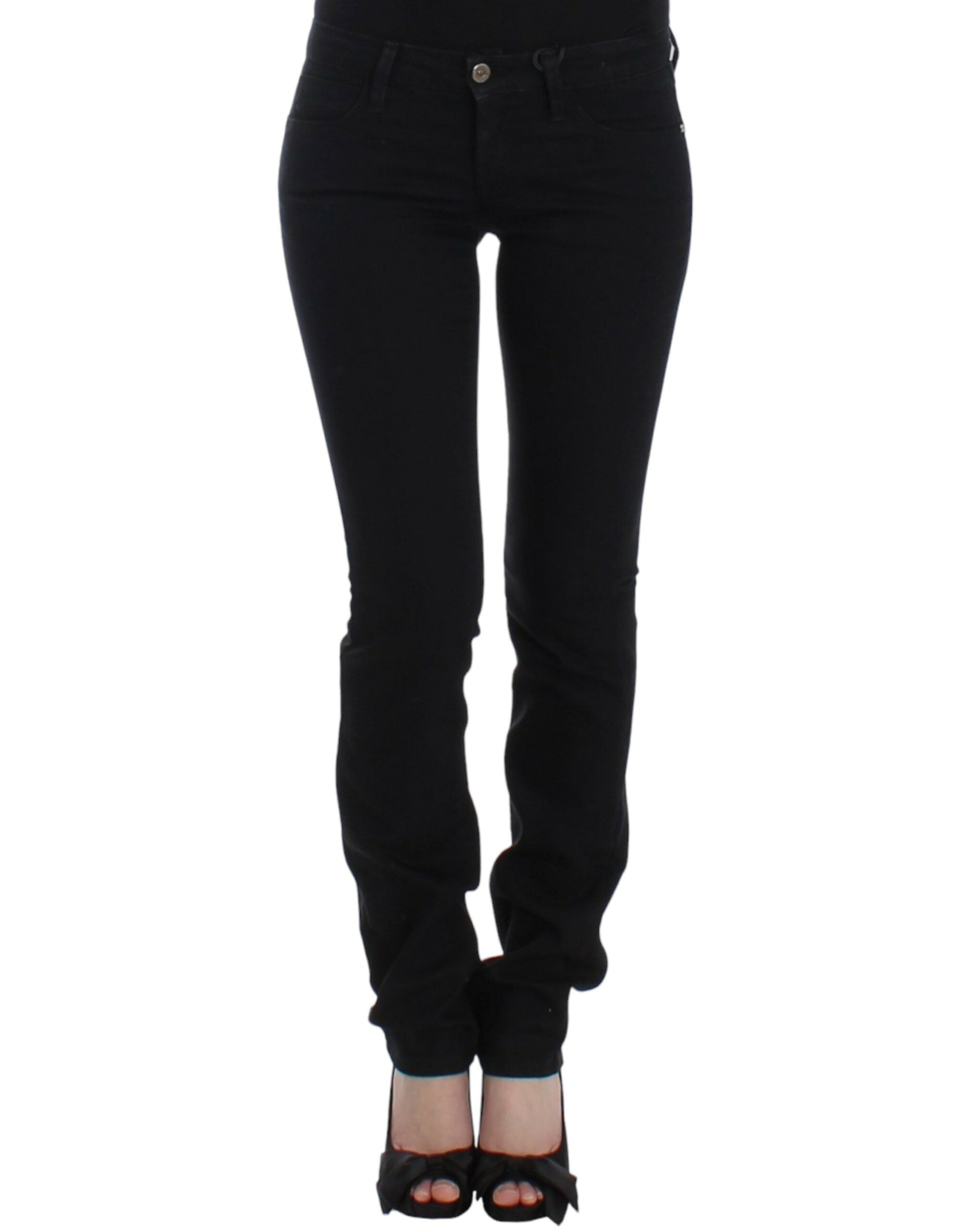Elegant Black Straight Leg Jeans - ventzia