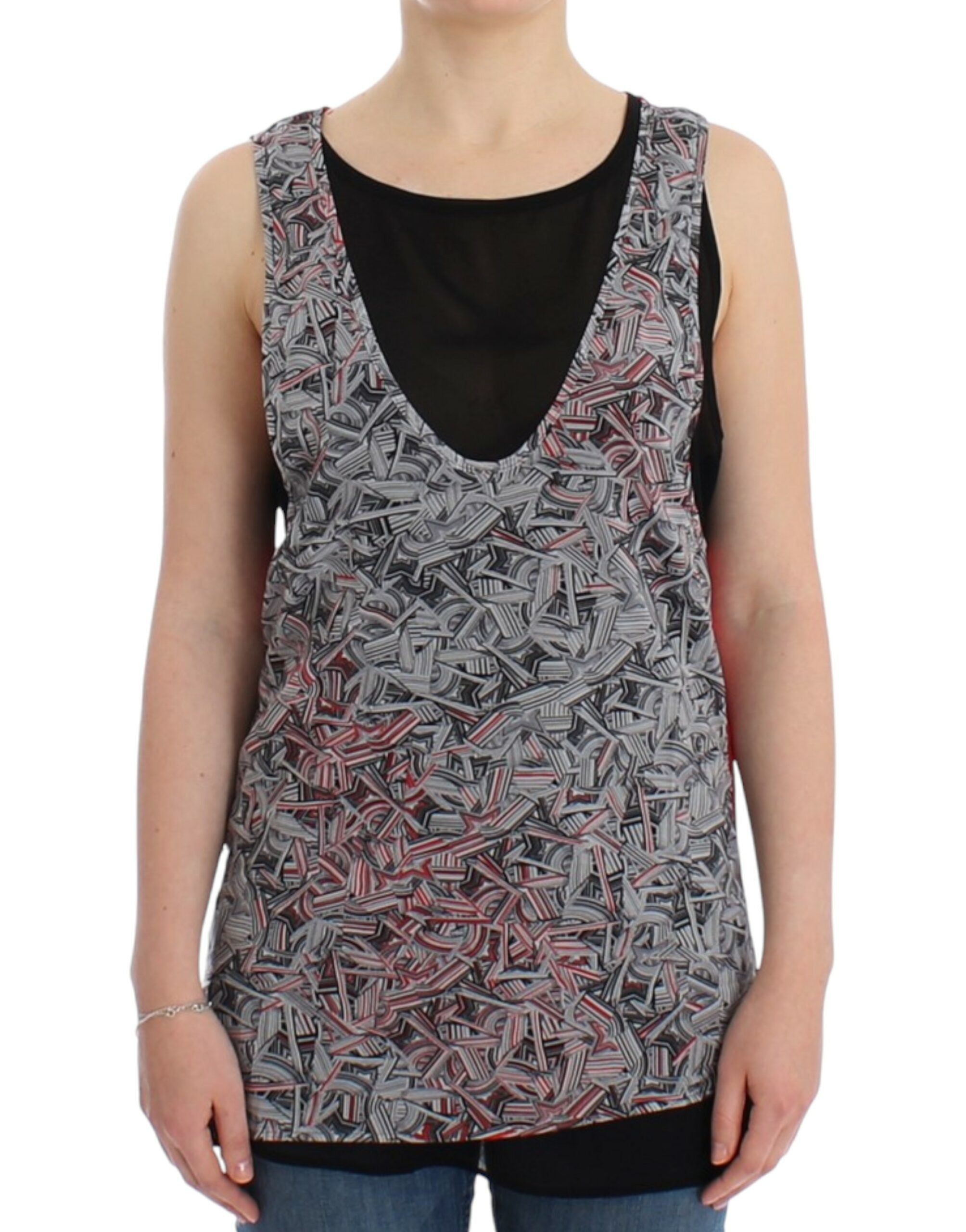 Elegant Sleeveless Black & Red Top - ventzia