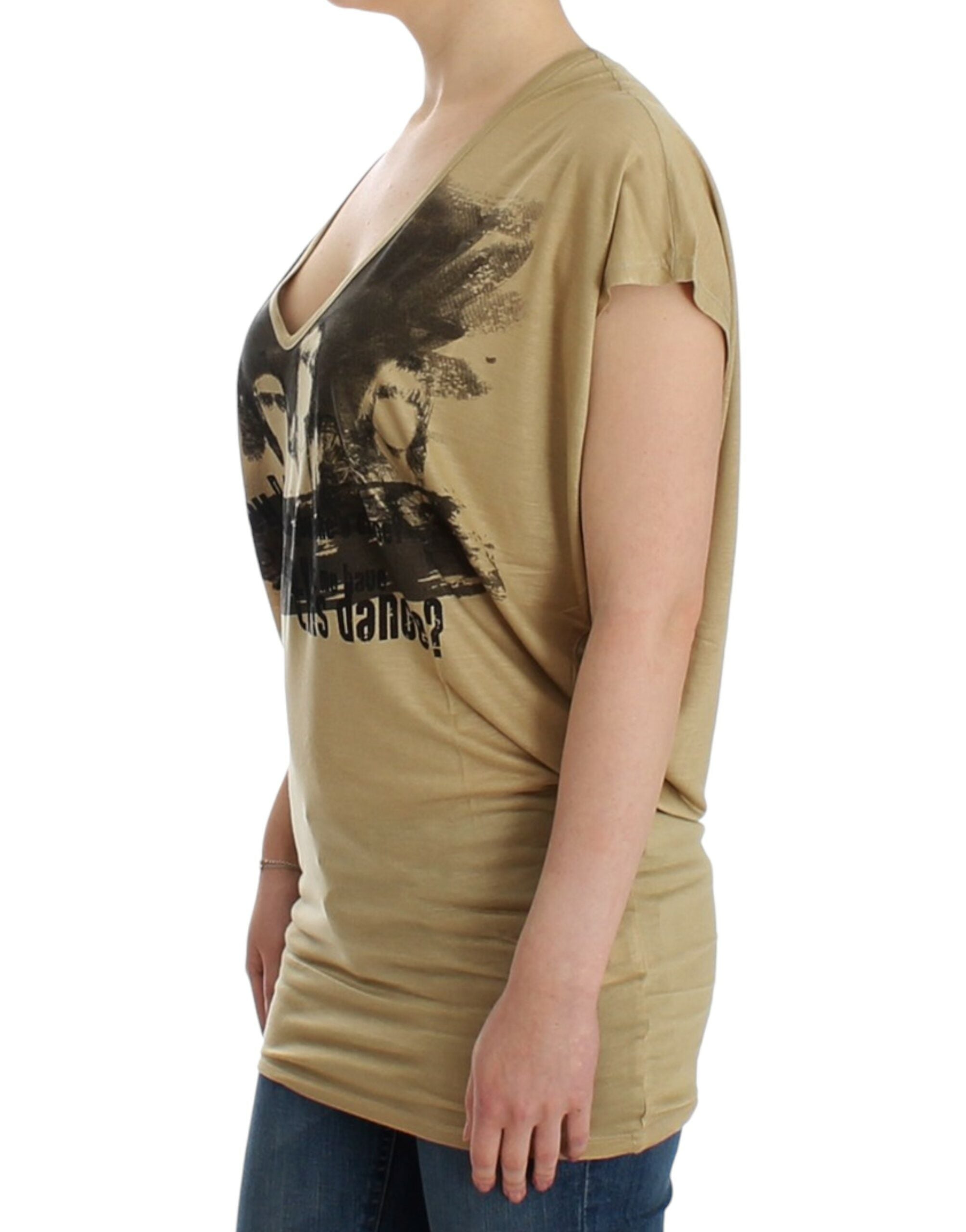 Chic V-Neck Tunic Top with Motive Print - ventzia
