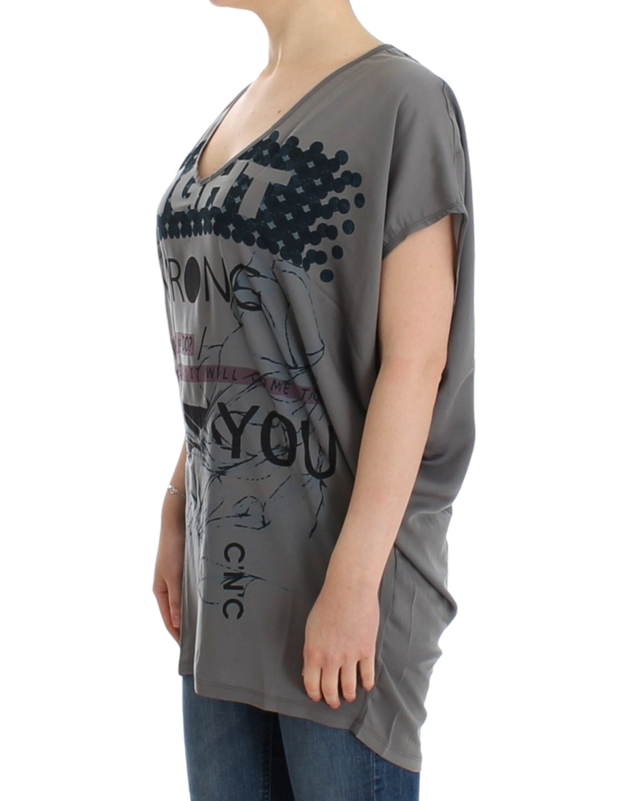 Elegant V-Neck Tunic with Motive Print - ventzia