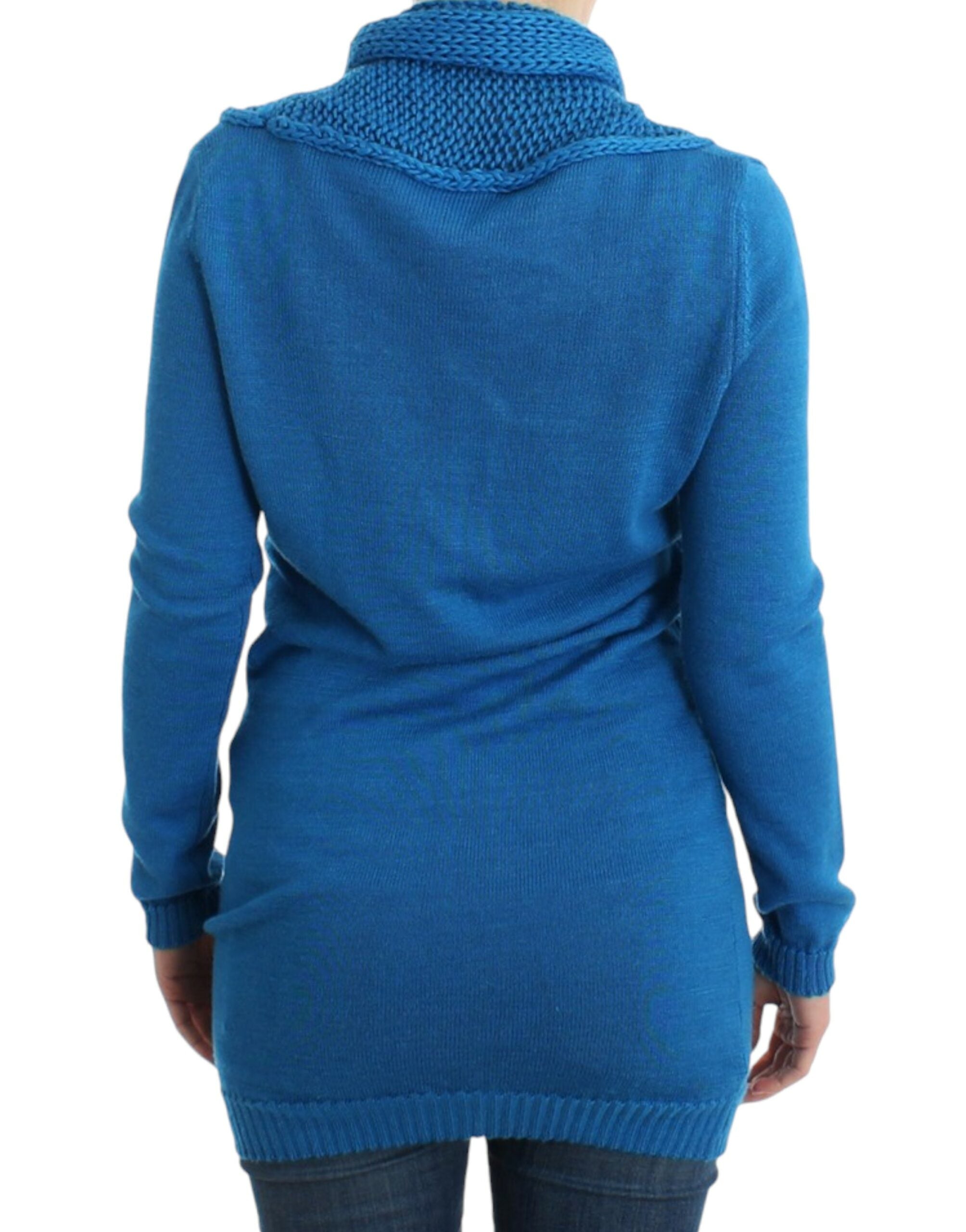Chic Blue Scoop Neck Knit Sweater - ventzia