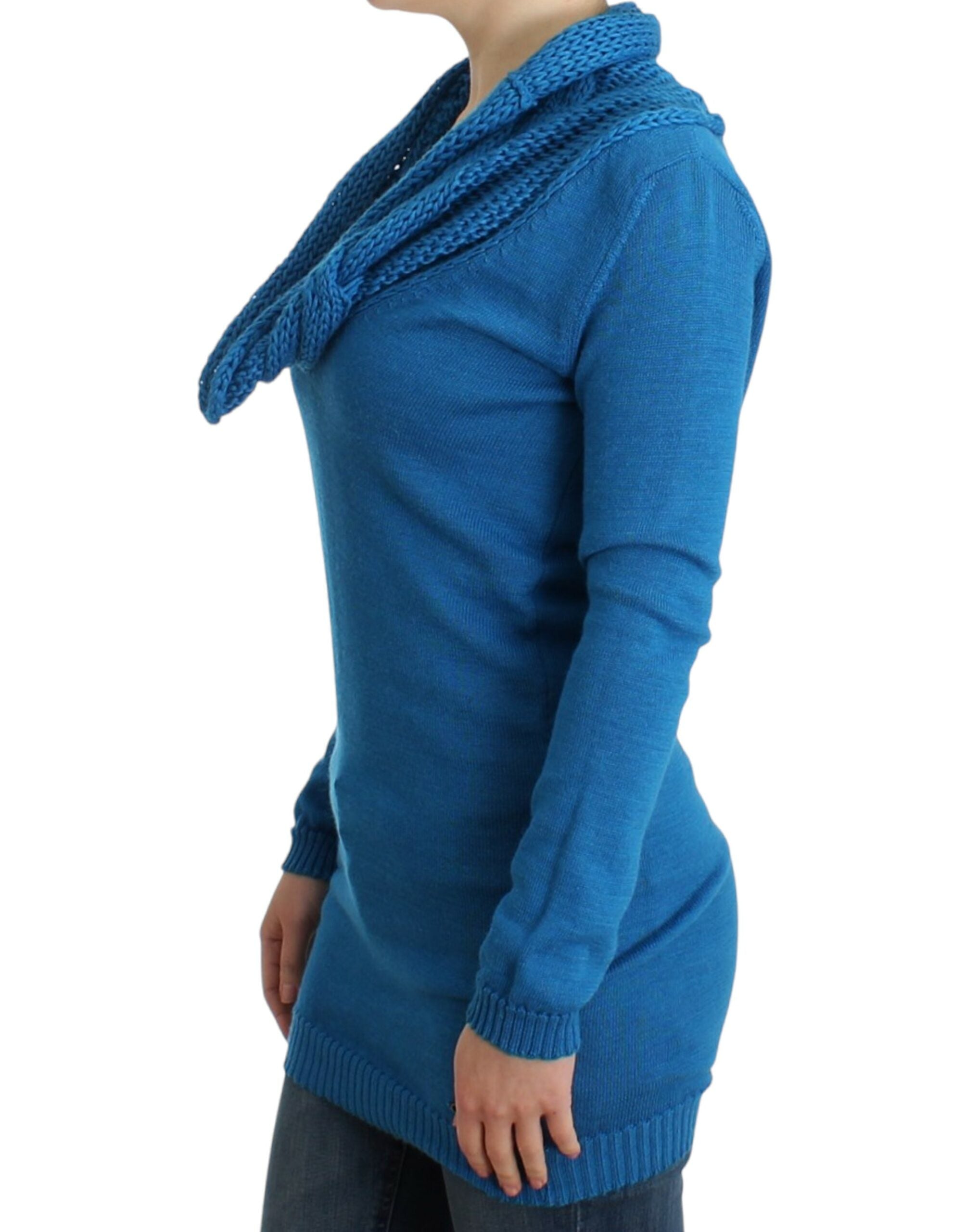 Chic Blue Scoop Neck Knit Sweater - ventzia