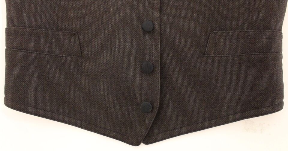 Elegant Brown Cotton Blend Dress Vest - ventzia