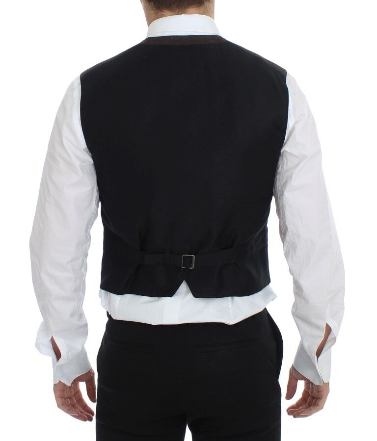 Elegant Brown Cotton Blend Dress Vest - ventzia