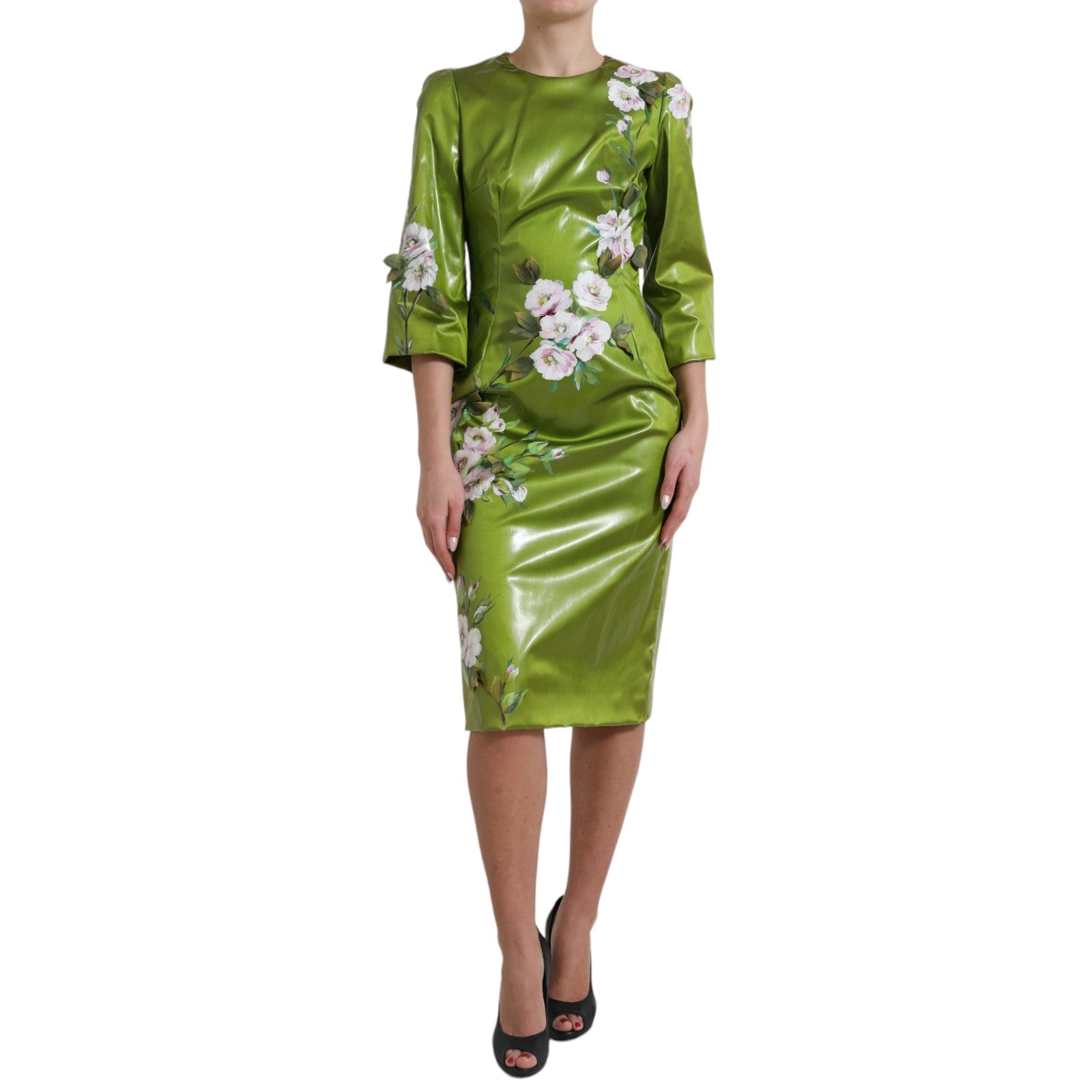 Floral Elegance Midi Sheath Dress - ventzia