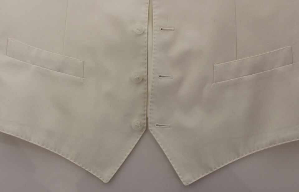 Elegant White Cotton Silk Dress Vest - ventzia