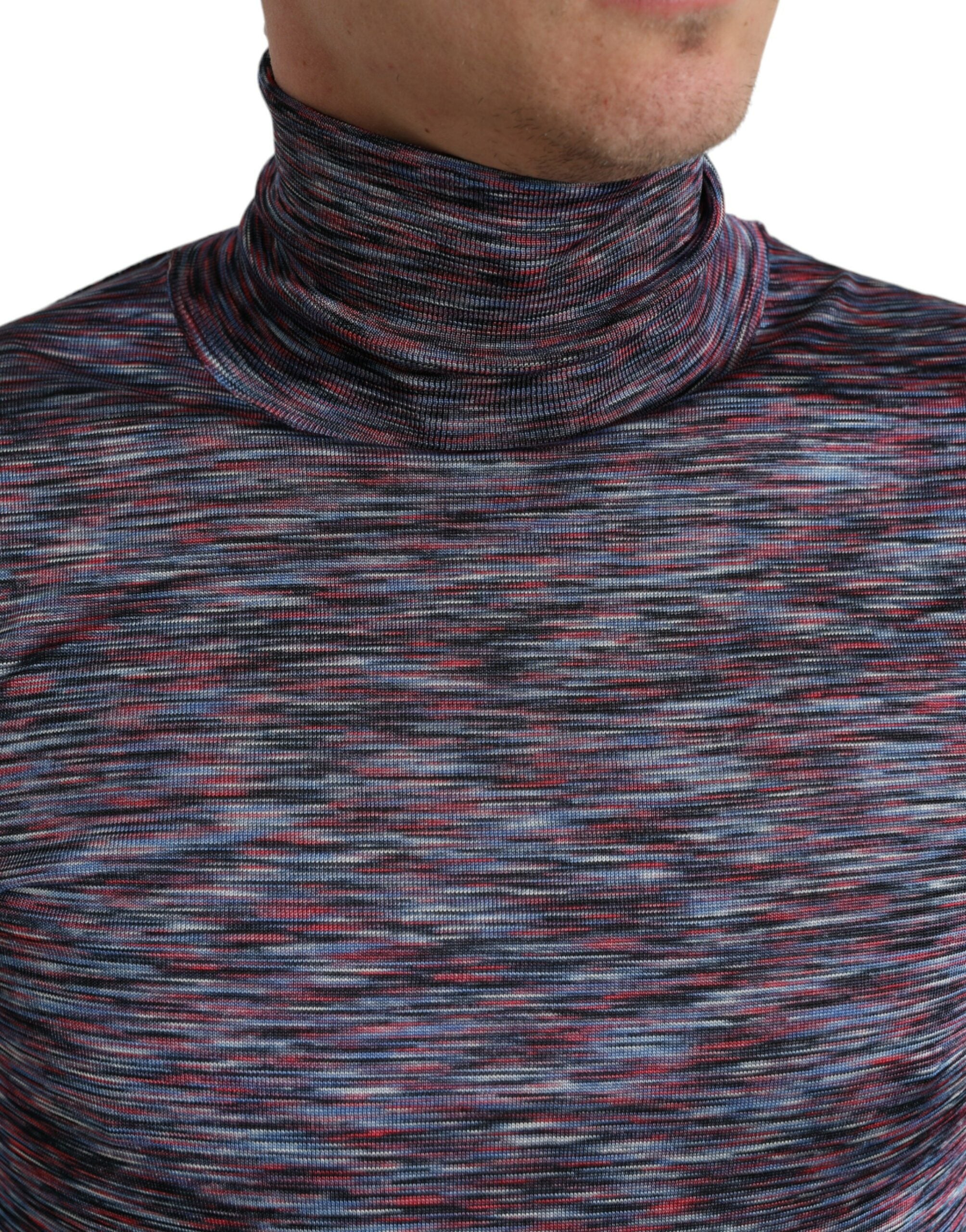 Blue Purple Turtleneck Pullover Sweater - ventzia