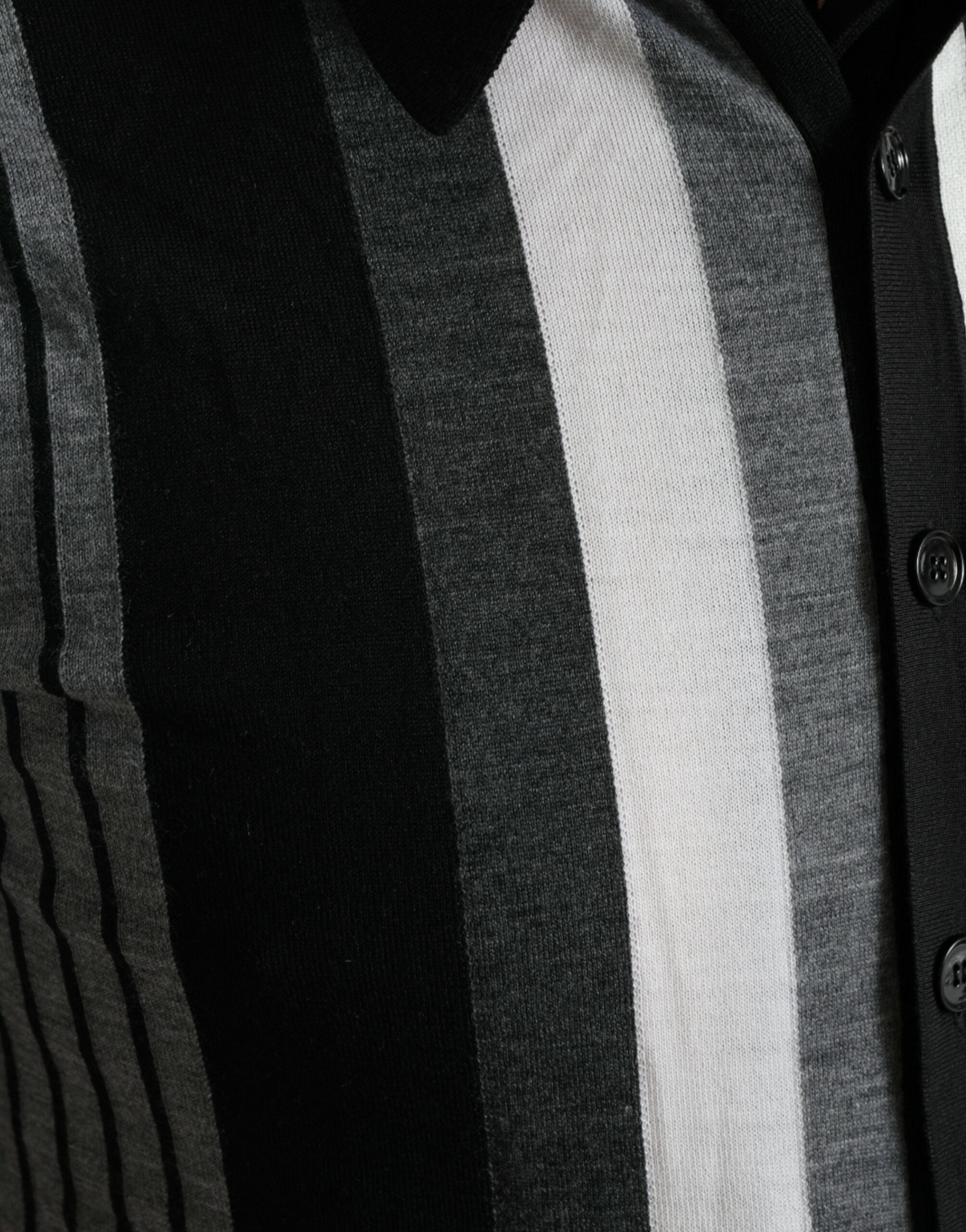 Black White Jumper Cardigan Polo Sweater - ventzia