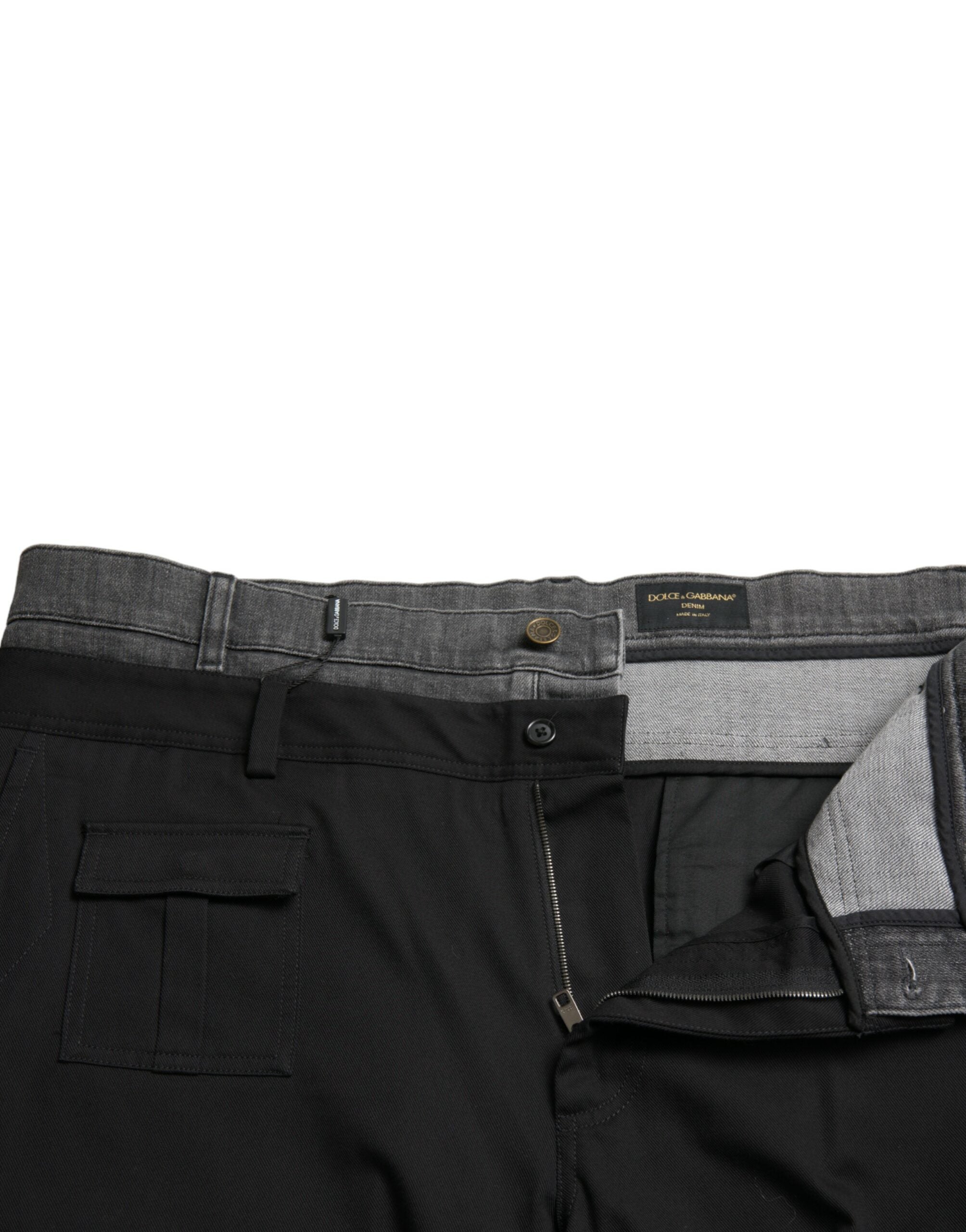 Black Gray slim Cotton Denim Jeans - ventzia