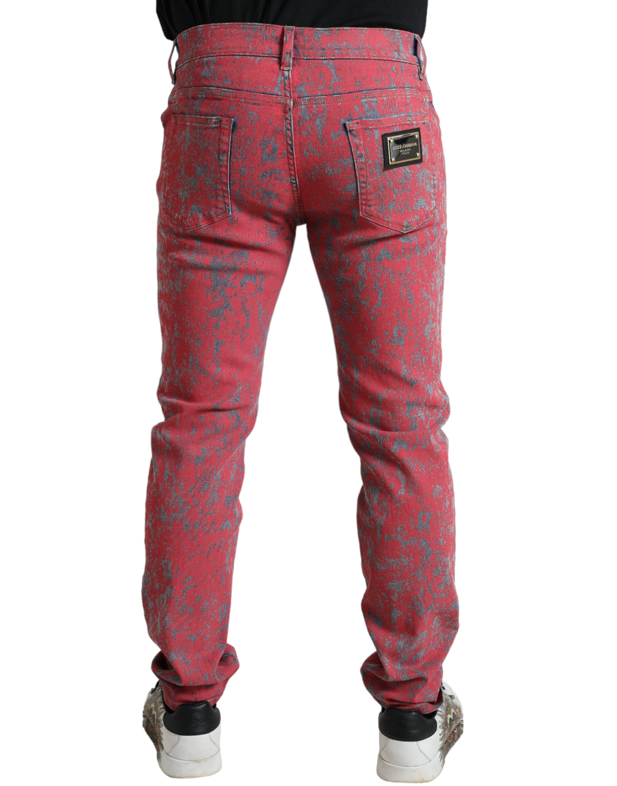 Red Cotton Dye Slim Fit Men Denim Jeans - ventzia