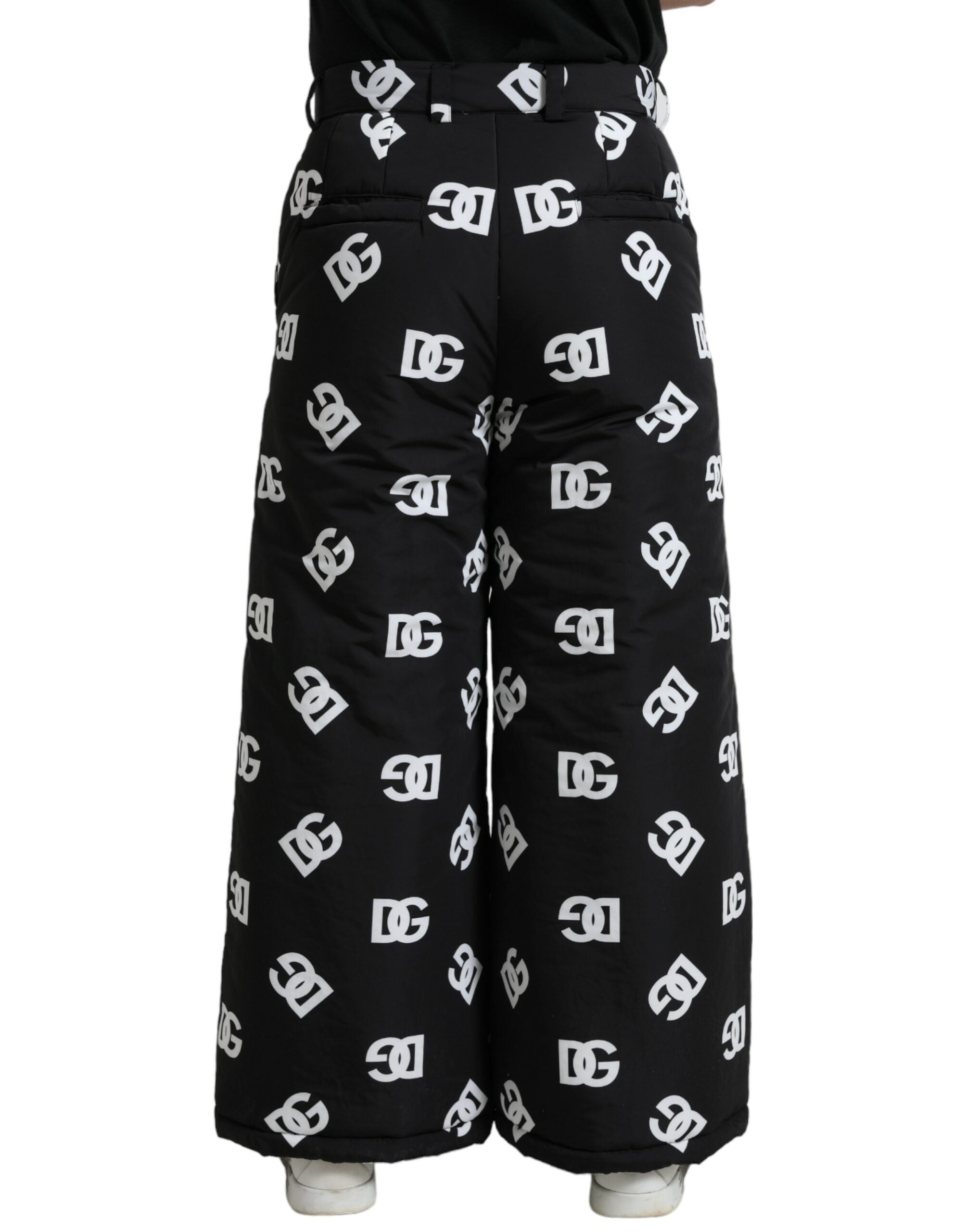 Black Logo DG Print Wide Leg Pants - ventzia