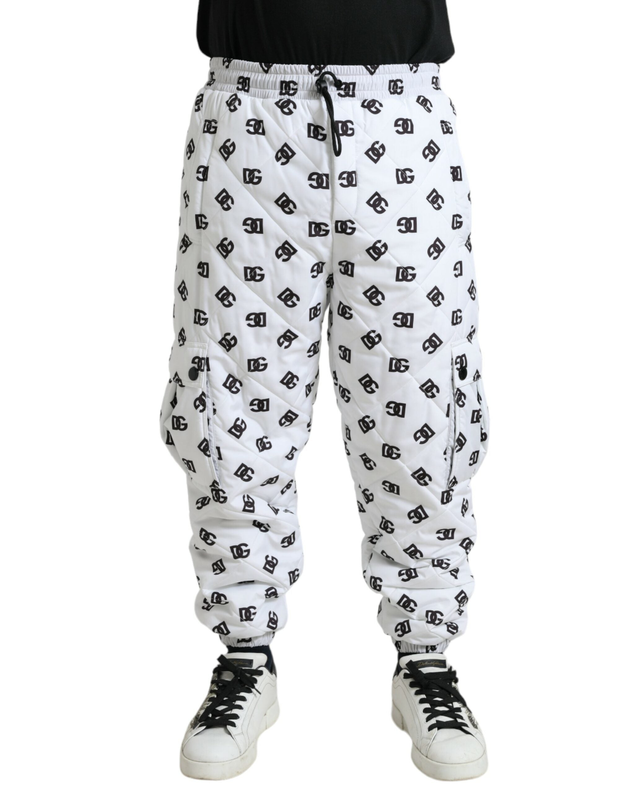 White Logo DG Print Men Jogger Sweatpants Pants - ventzia