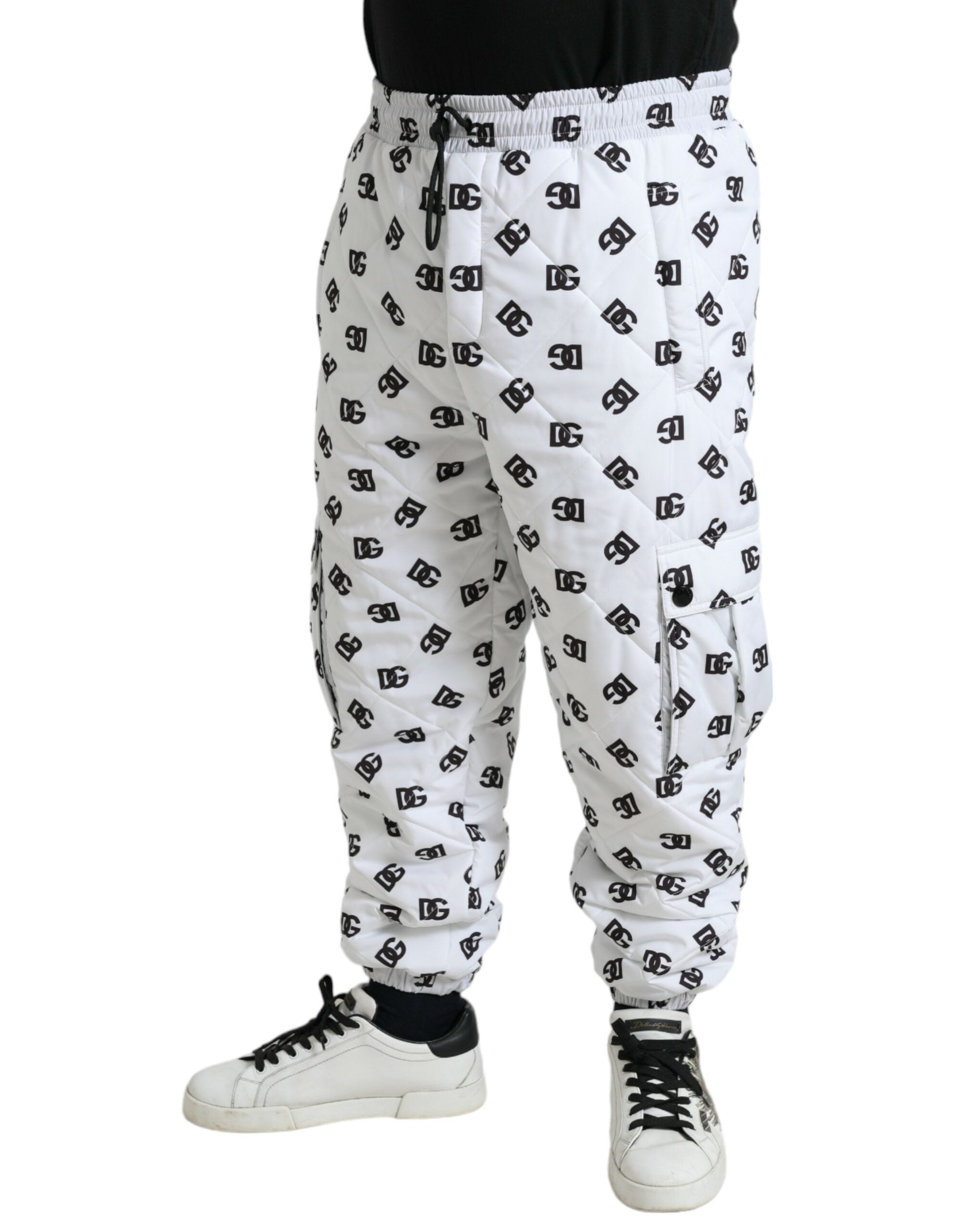 White Logo DG Print Men Jogger Sweatpants Pants - ventzia