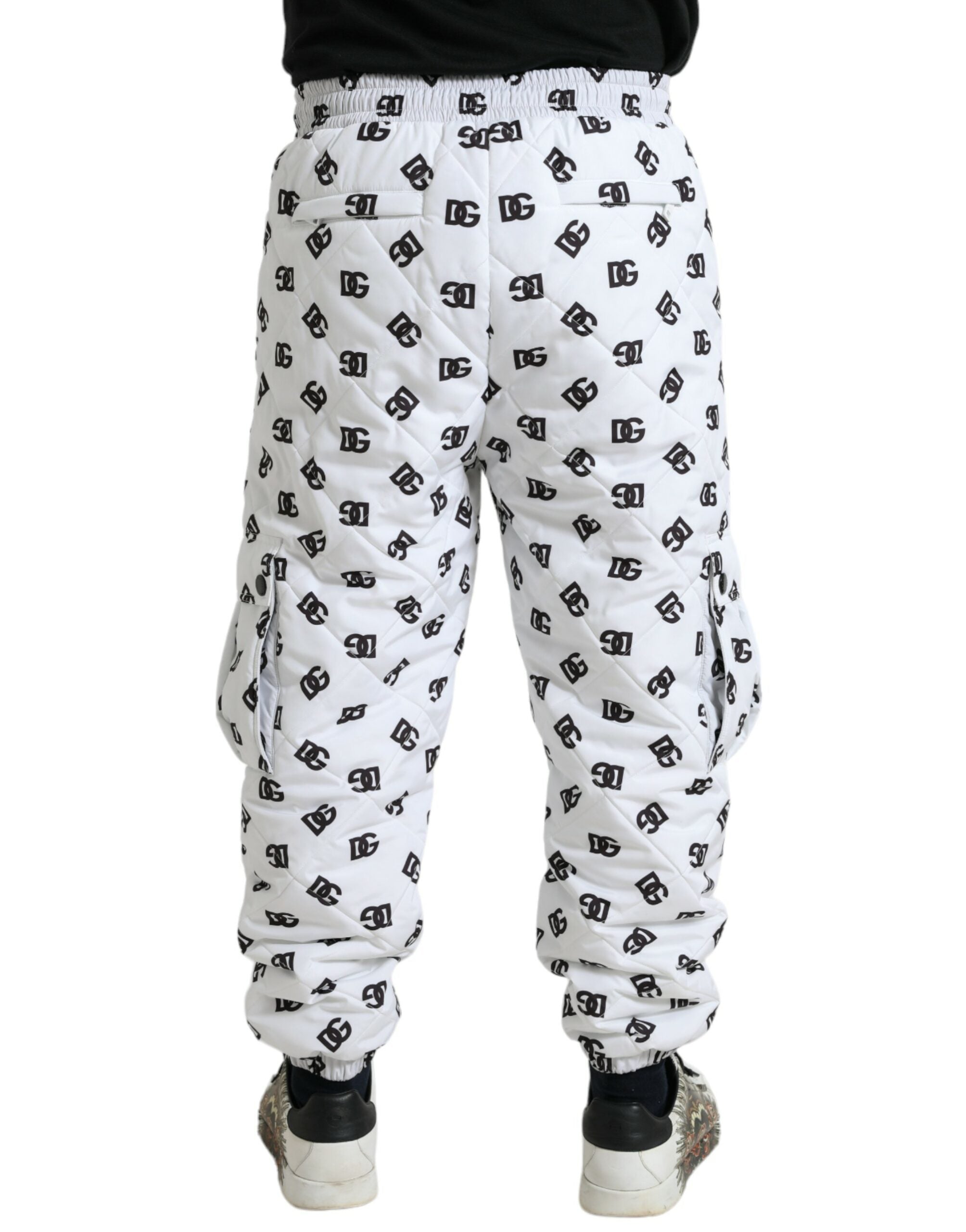 White Logo DG Print Men Jogger Sweatpants Pants - ventzia