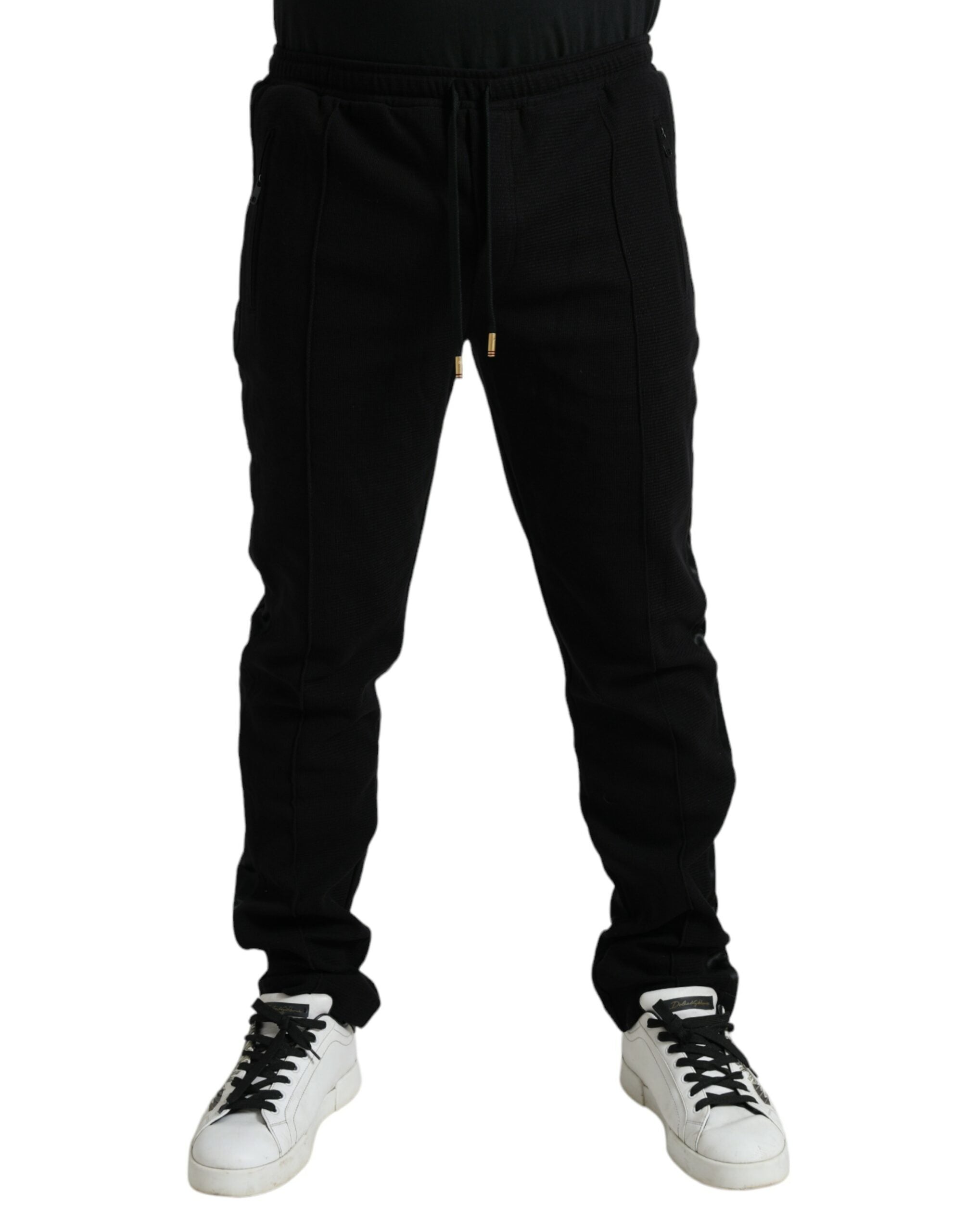 Black Cotton Blend Jogger Sweatpants Pants - ventzia