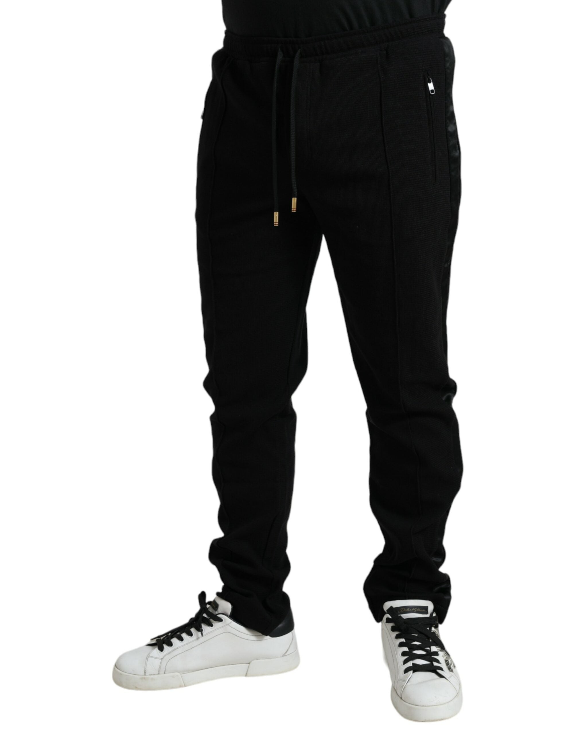 Black Cotton Blend Jogger Sweatpants Pants - ventzia