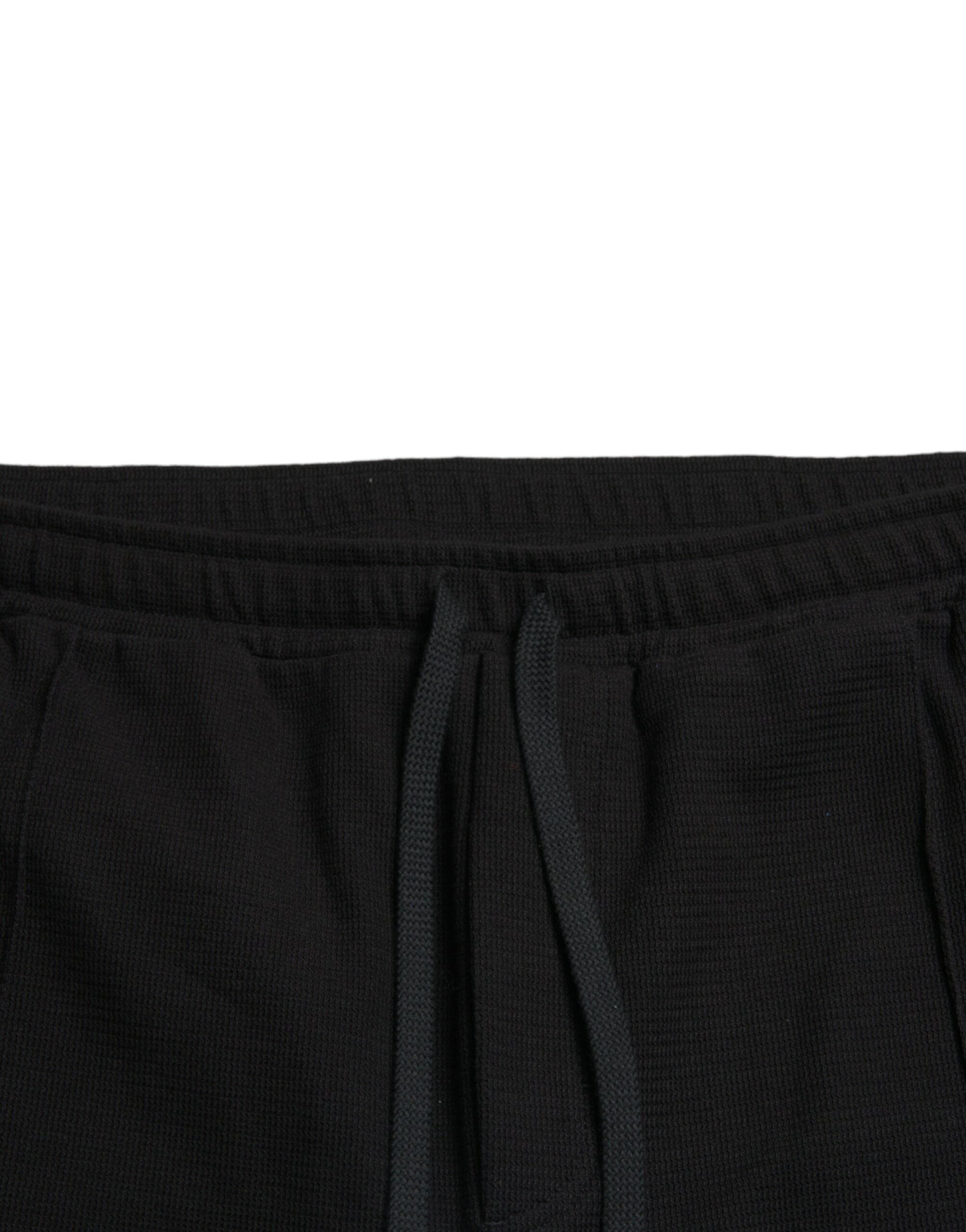 Black Cotton Blend Jogger Sweatpants Pants - ventzia