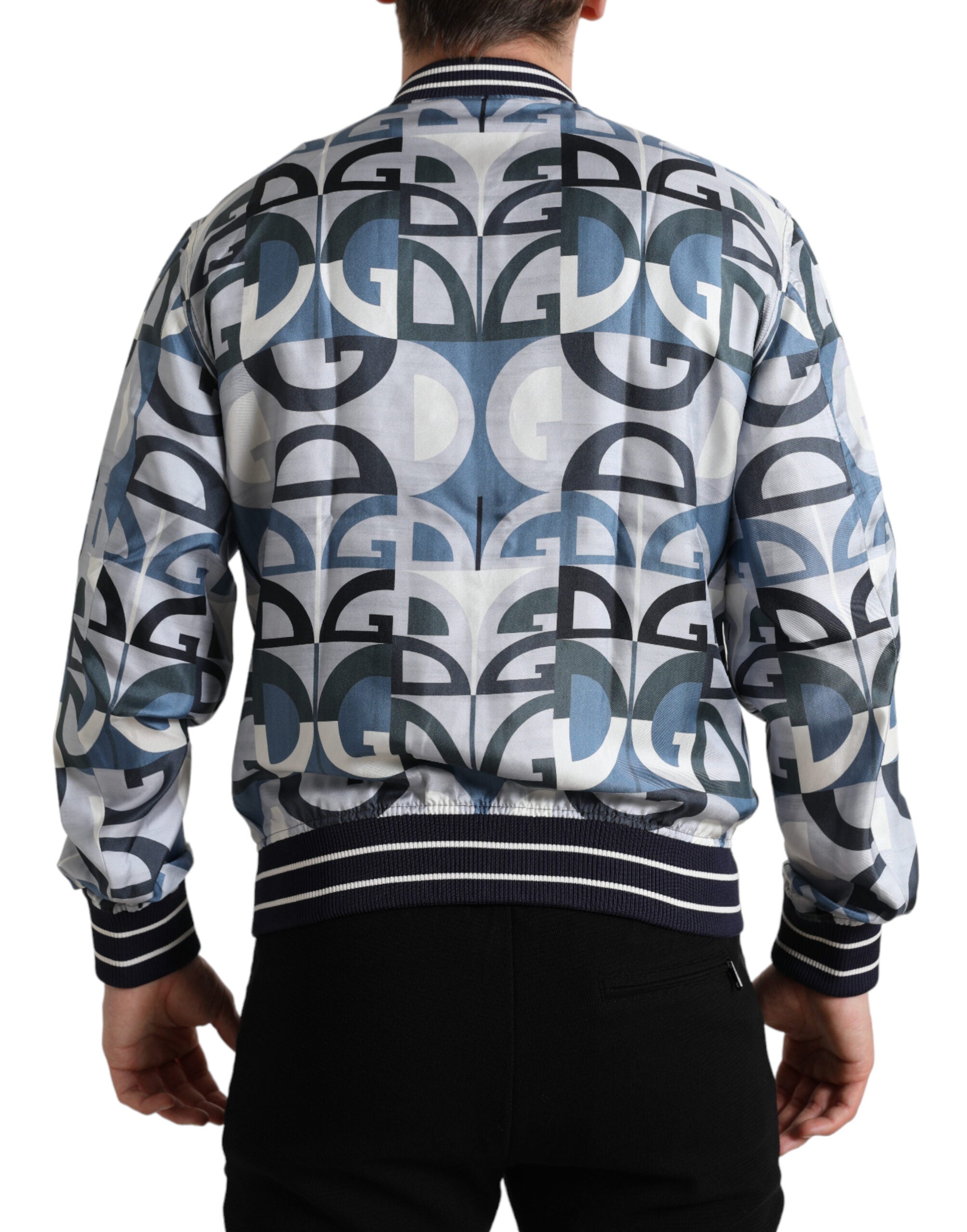 Multicolor Logo Print Bomber Blouson Jacket - ventzia