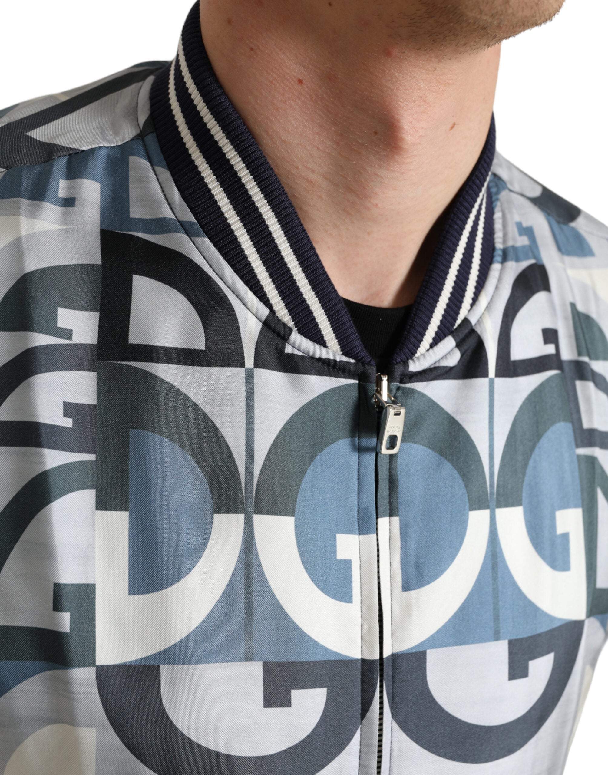 Multicolor Logo Print Bomber Blouson Jacket - ventzia