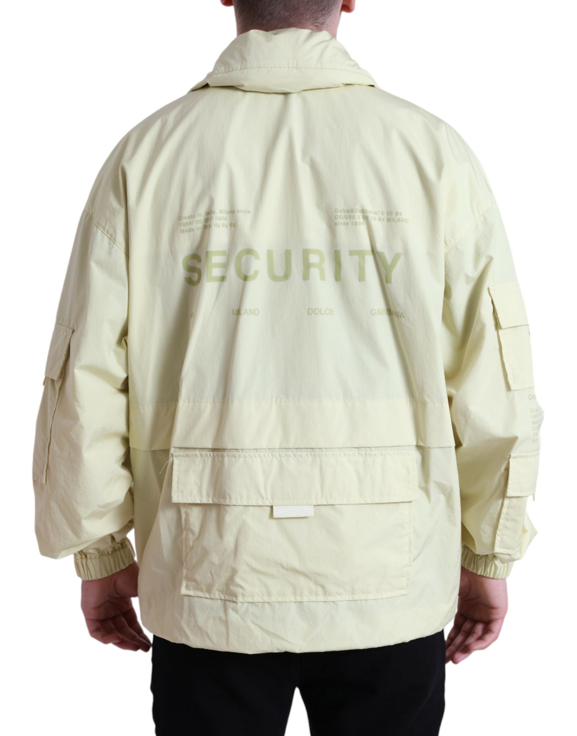 Yellow Nylon Collared Full Zip Parka Jacket - ventzia