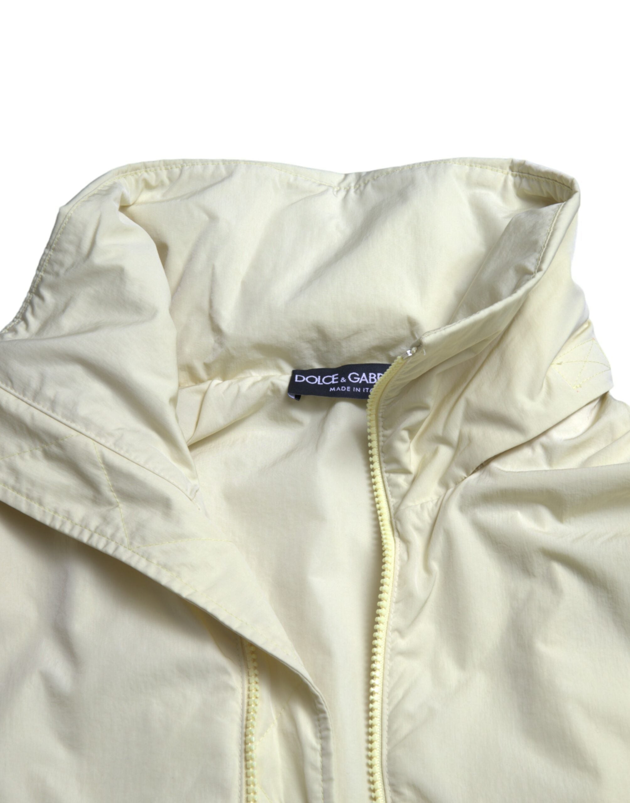Yellow Nylon Collared Full Zip Parka Jacket - ventzia