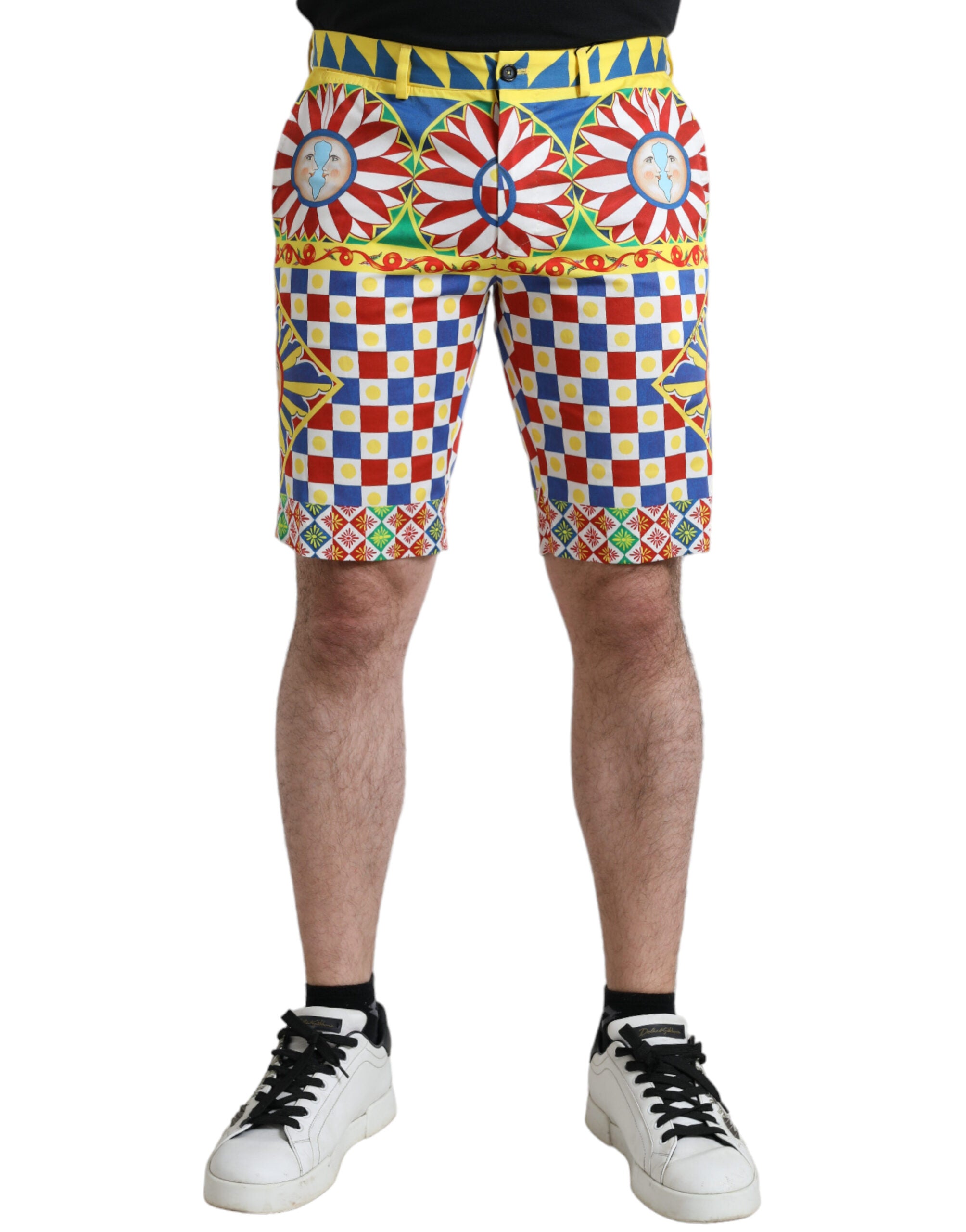Multicolor Carretto Print Men Bermuda Shorts - ventzia