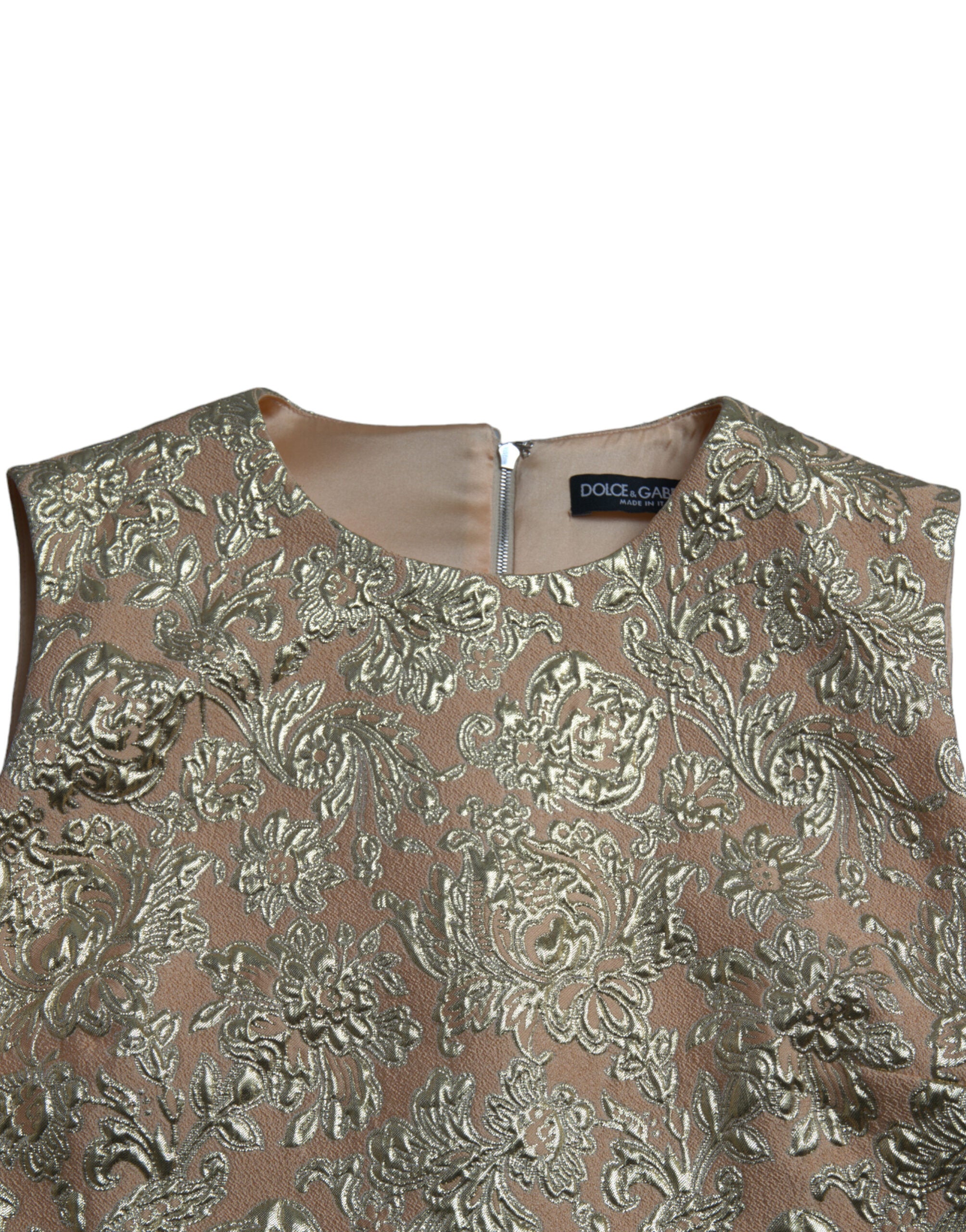 Metallic Floral Jacquard A-line Mini Dress - ventzia
