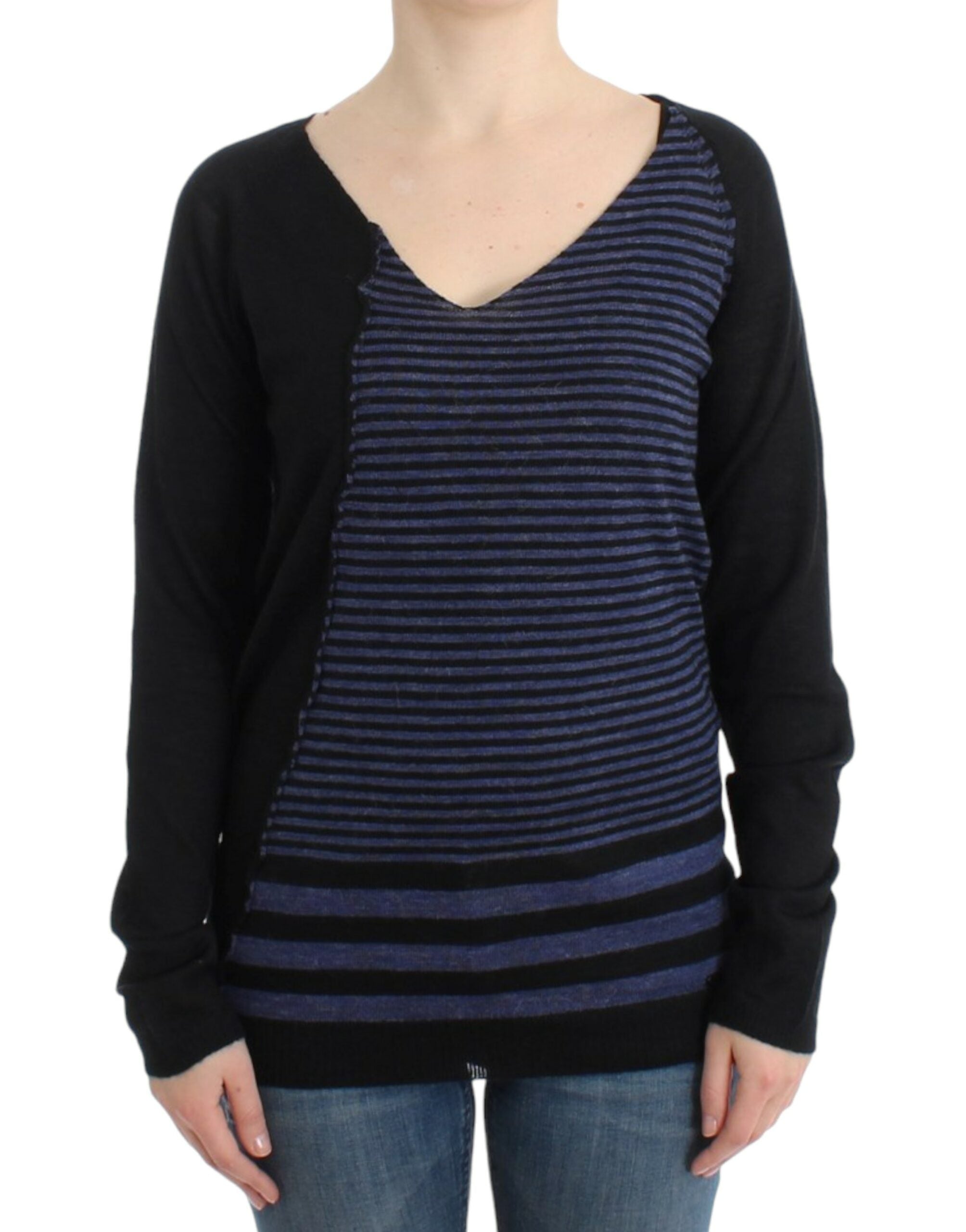 Striped V-Neck Luxury Sweater - ventzia